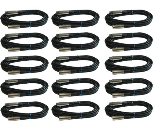 15 LOT PACK 6 ft foot 3 pin shielded XLR mic microphone audio extension cables