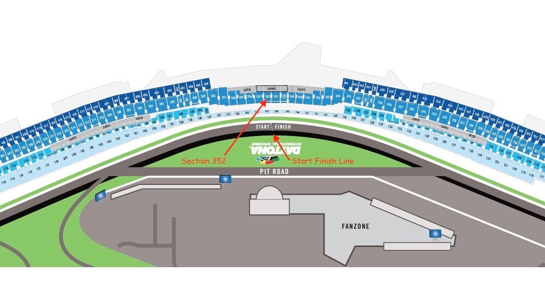 Nascar Duel at Daytona Tickets, Section 352, Row 16, Thursday, February 13, 2025