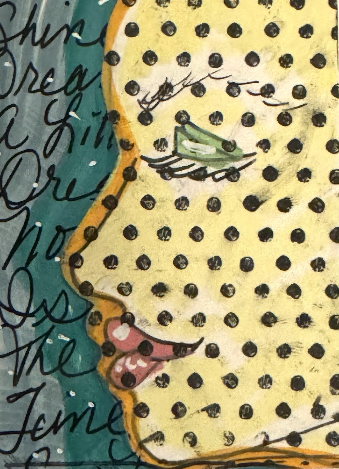 ACEO Mixed Media Collage Portrait with Polka Dots Pop Art Modern Original Small