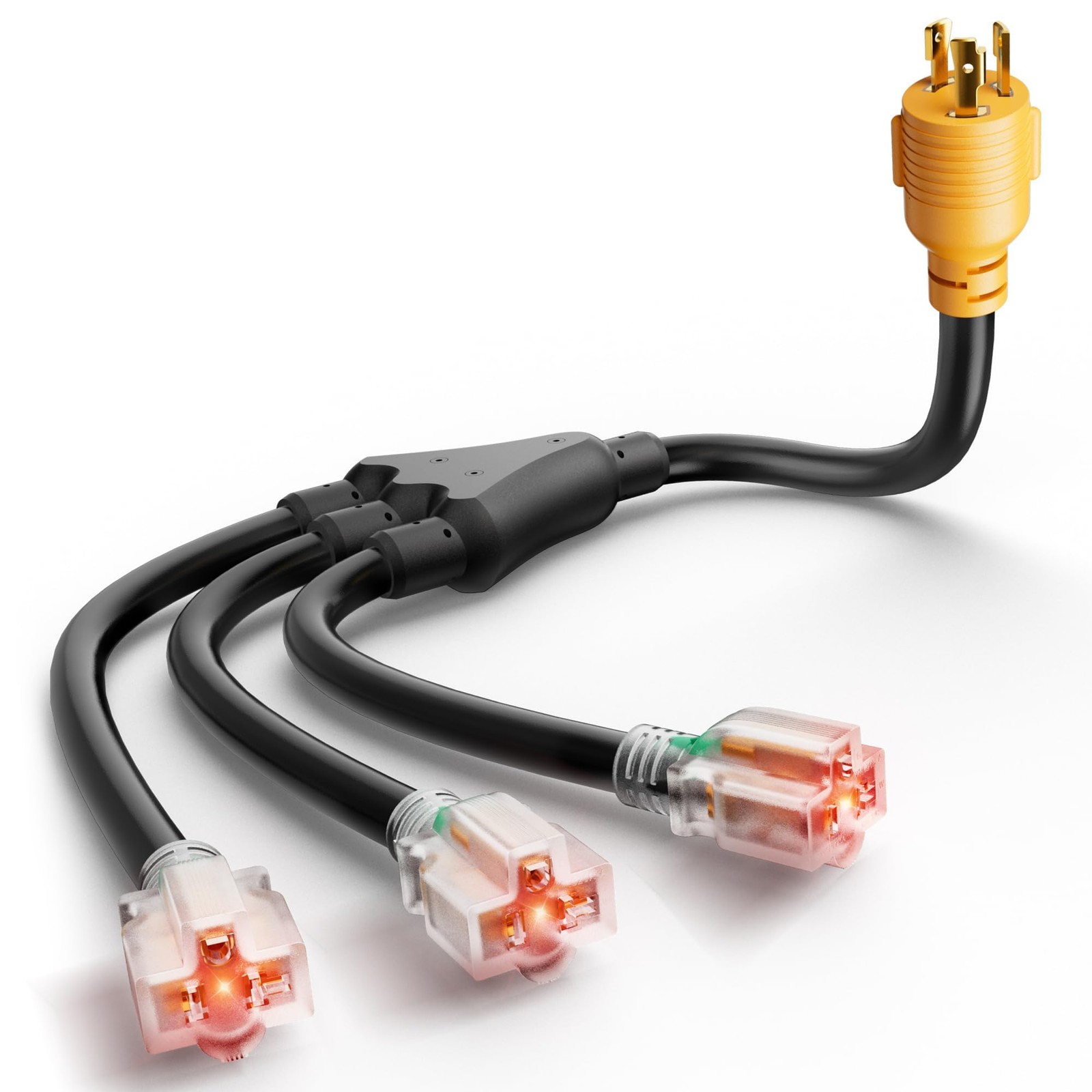 MECMO RV Generator Adapter NEMA L5-30P to 3x 5-15R/5-20R Marine Shore Power 30A