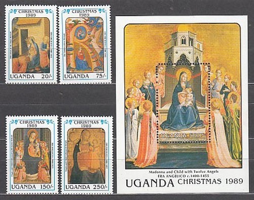 Uganda - Mail Yvert 628/31+H 102 ** Mnh Christmas paintings