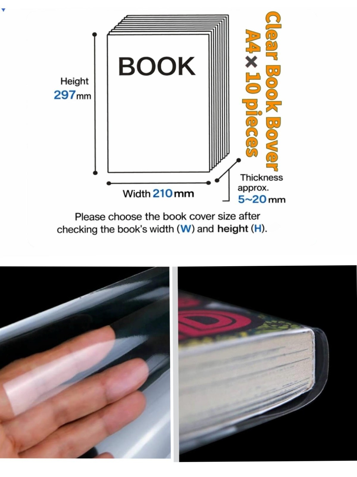 Clear Book Covers A4 Size for Comic Manga 29.7×21cm Protective Sleeves 10 Sheets