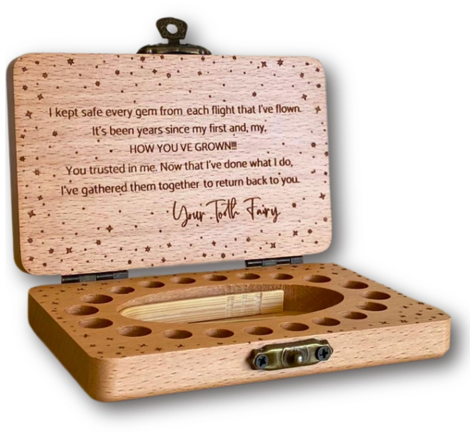 Tooth Fairy Keepsake Box for Girls & Boys, Set of 1, Natural Beech 