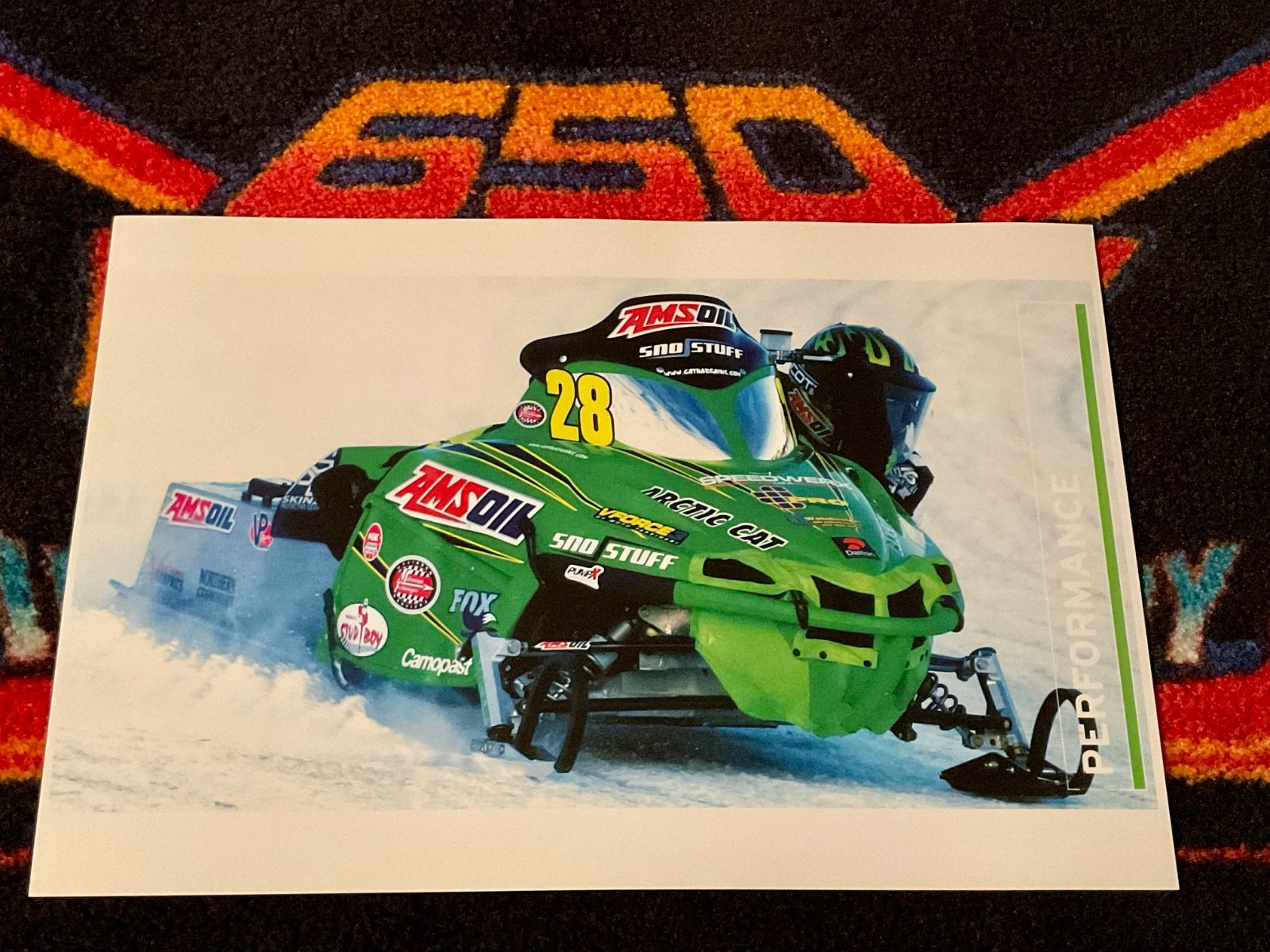 🏁 ‘06 ARCTIC CAT WORLD CHAMPIONSHIP #28 RACE Snowmobile Poster vintage sled 🟢⚫