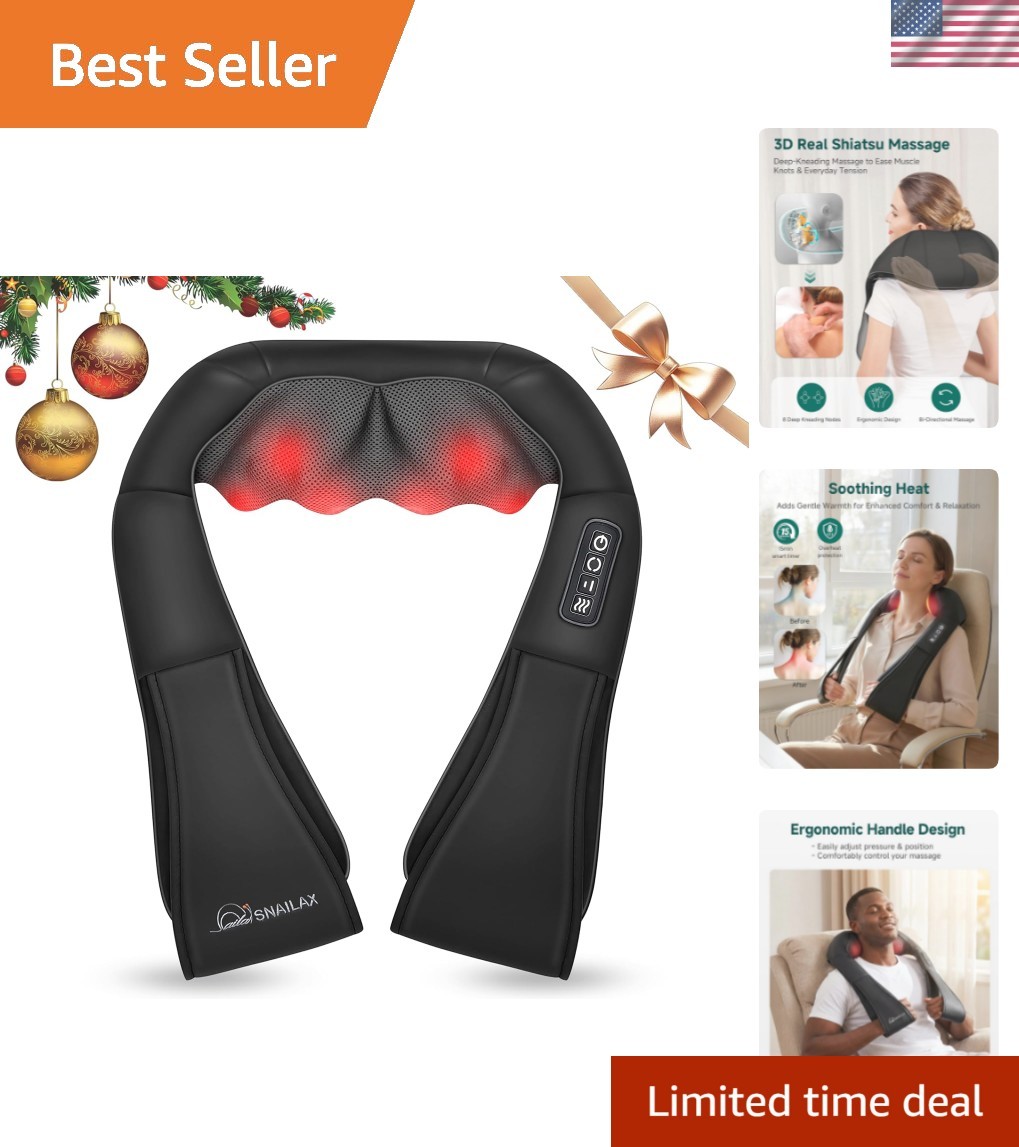 Shiatsu Neck and Shoulder Massager - Back Massager with Heat, Deep Kneading E...