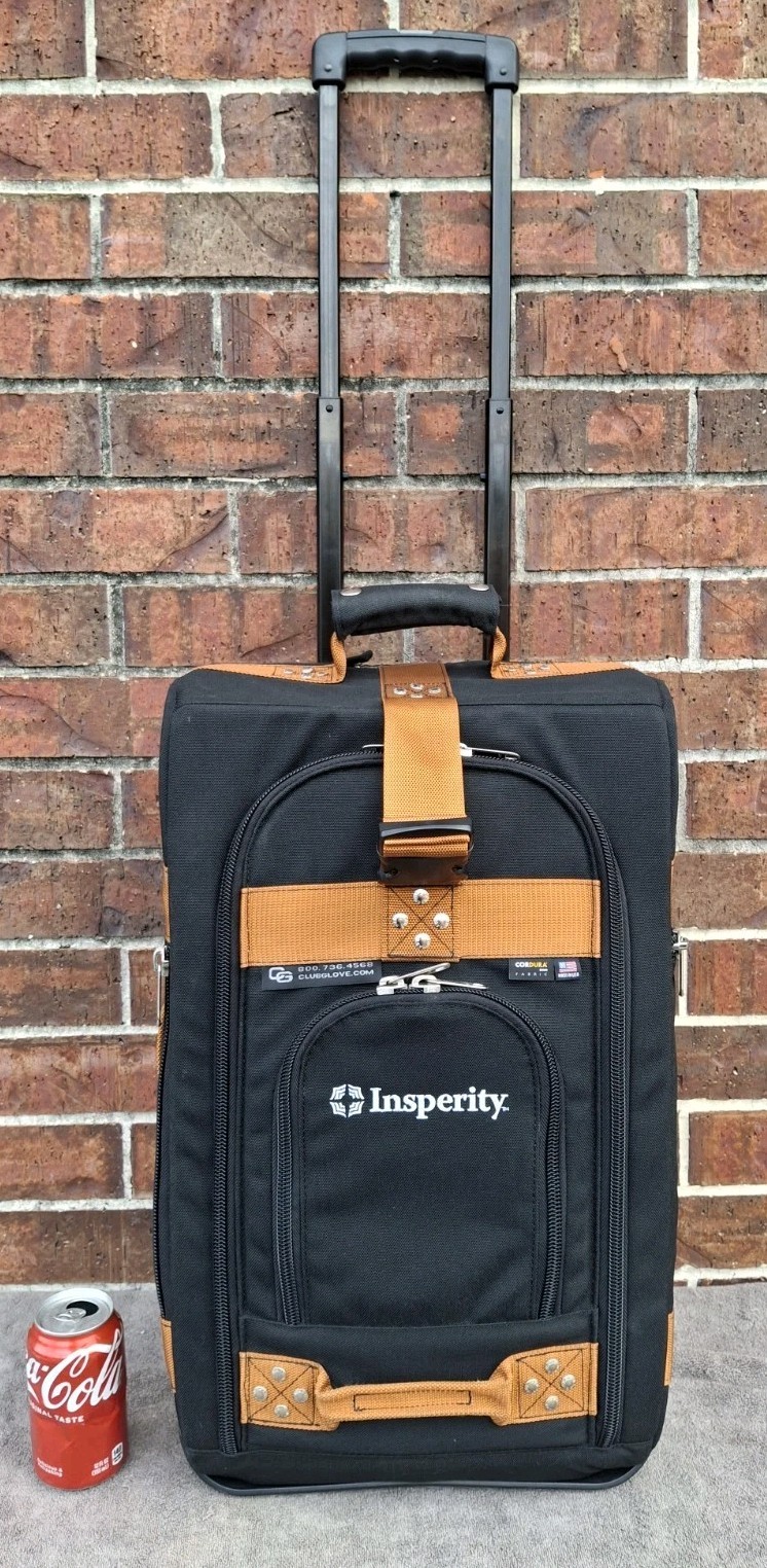 Club Glove 22" Carry-On Rolling Travel Bag Cordura Nylon Black/Brownl USED ONCE