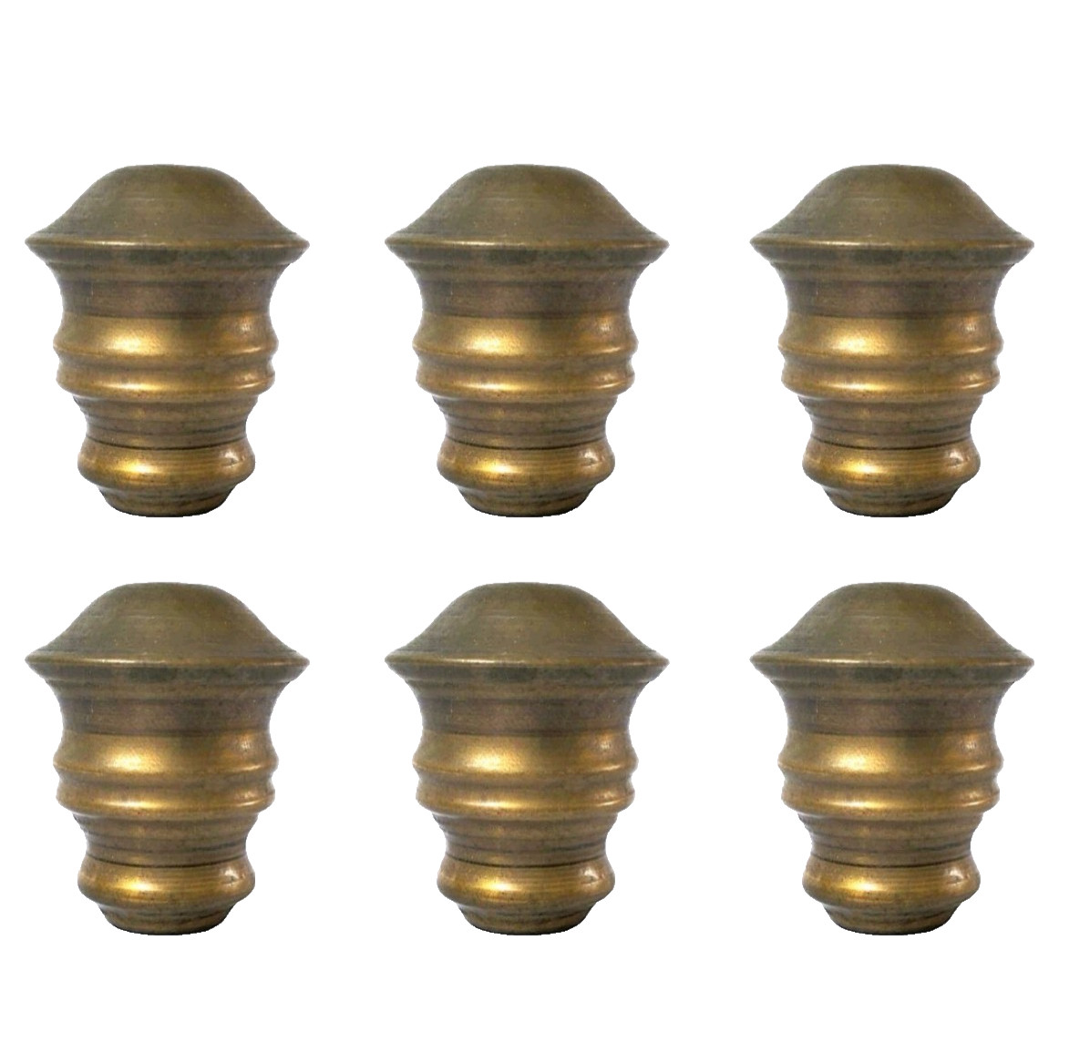 6  pieces Small BED rod End Spun Brass high old style polished Aged Repro B10