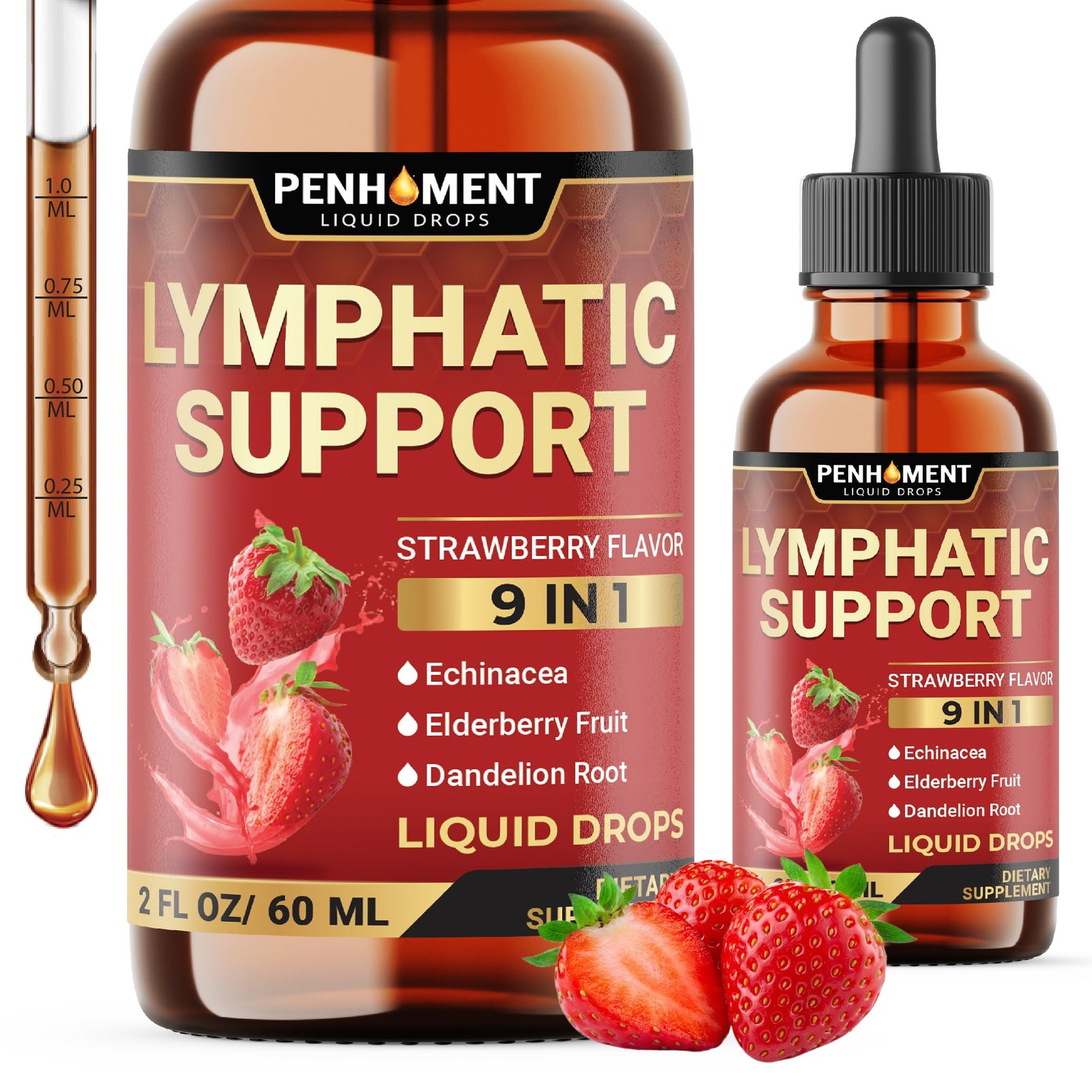 Penhoment 9in1 Lymphatic Drainage Drops Supplement - 2 Fl Oz (Pack of 1) 
