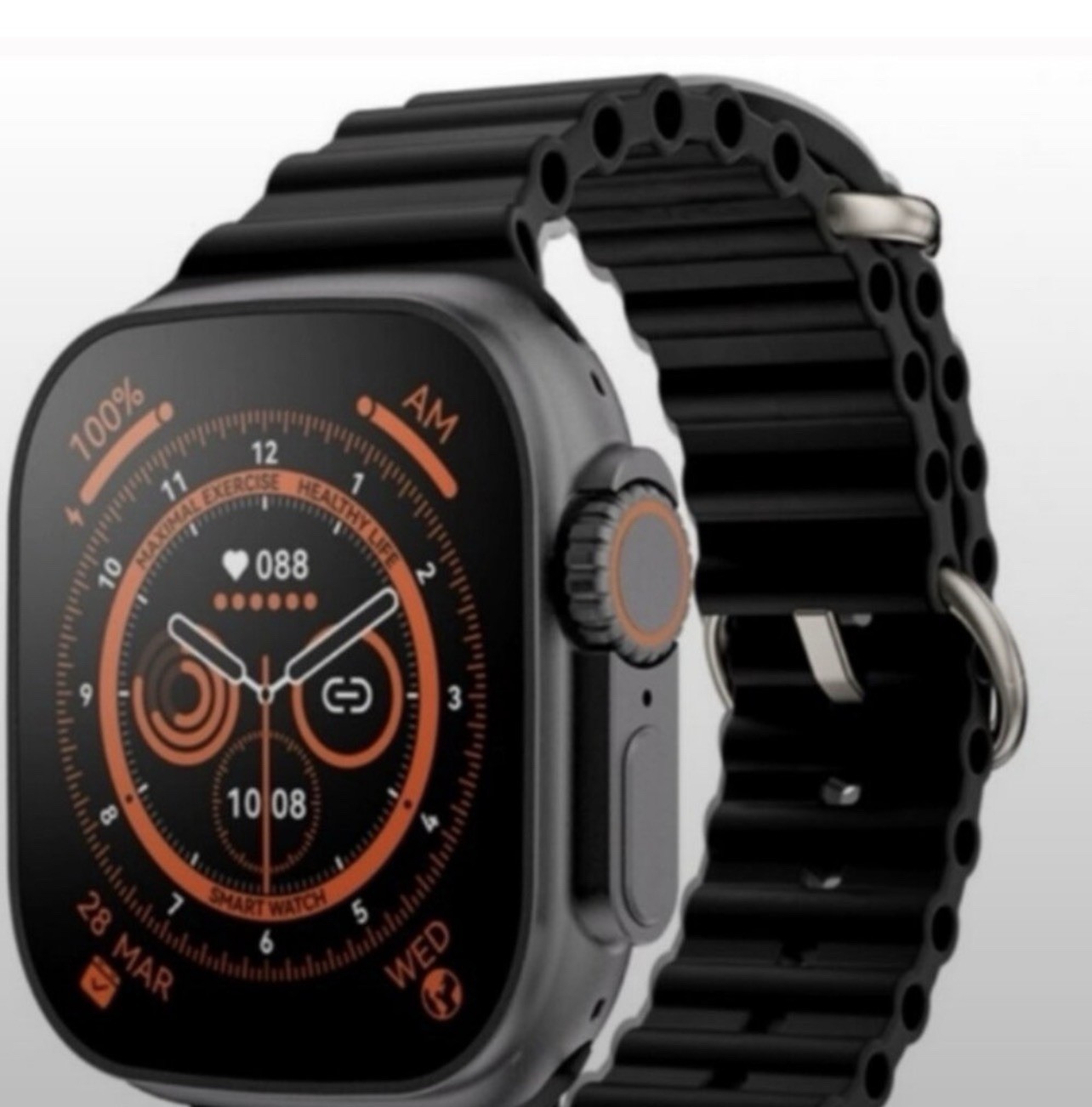 49mm Titanium Smart Watch Black Silicone Band Dual-Frequency GPS Multi-Sport