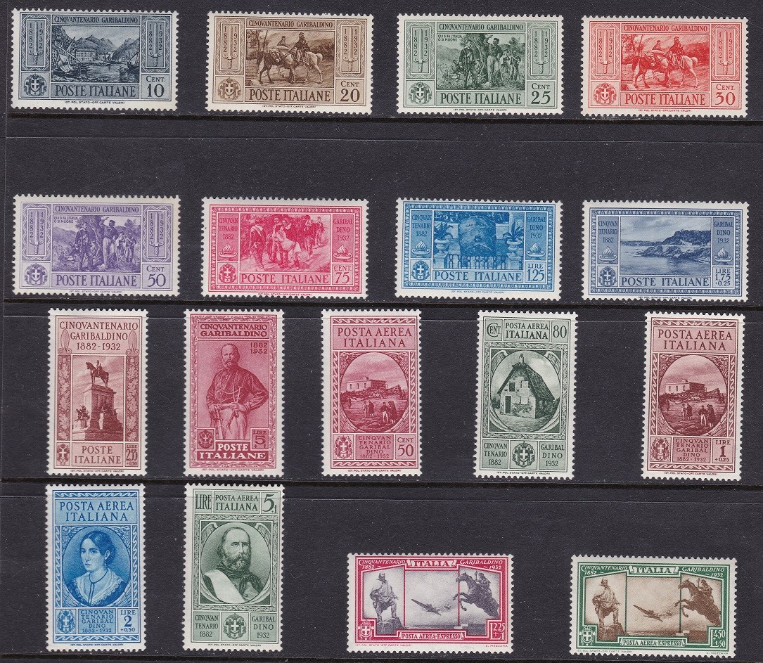 1932 KINGDOM OF ITALY - Garibaldi No. 315/324+PA 32/38 Series of 17 MNH Values**