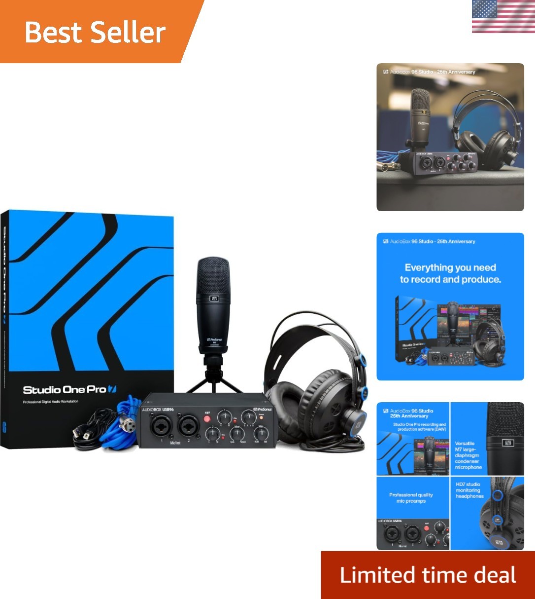 Professional Home Audio Recording Bundle with USB 96 Interface and Software