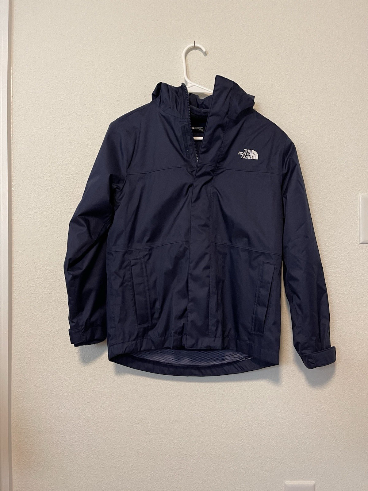 Navy Blue North Face Hooded Jacket With Removable Liner And Dryvent Size M 10/12