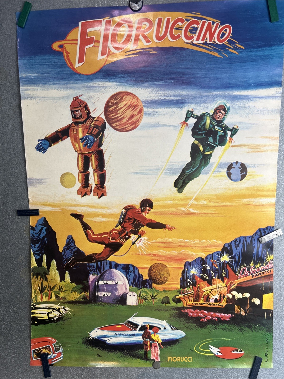 Original Vintage Fiorucci "Space Age Fioruccino" Poster Lodigraf ULTRA RARE