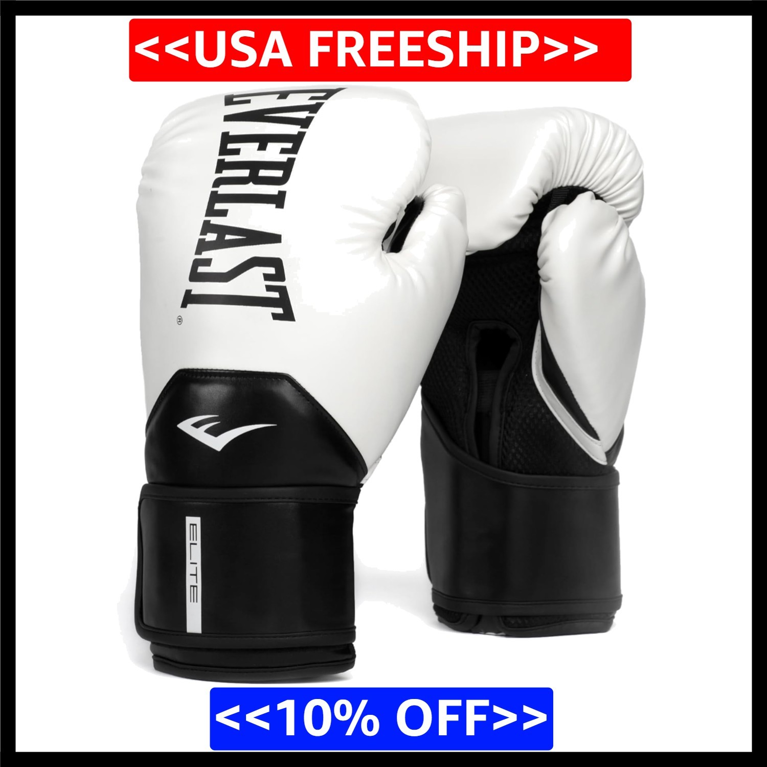 Elite 2 Boxing Gloves | Pro Training & Heavy Bag 16oz, White/Black