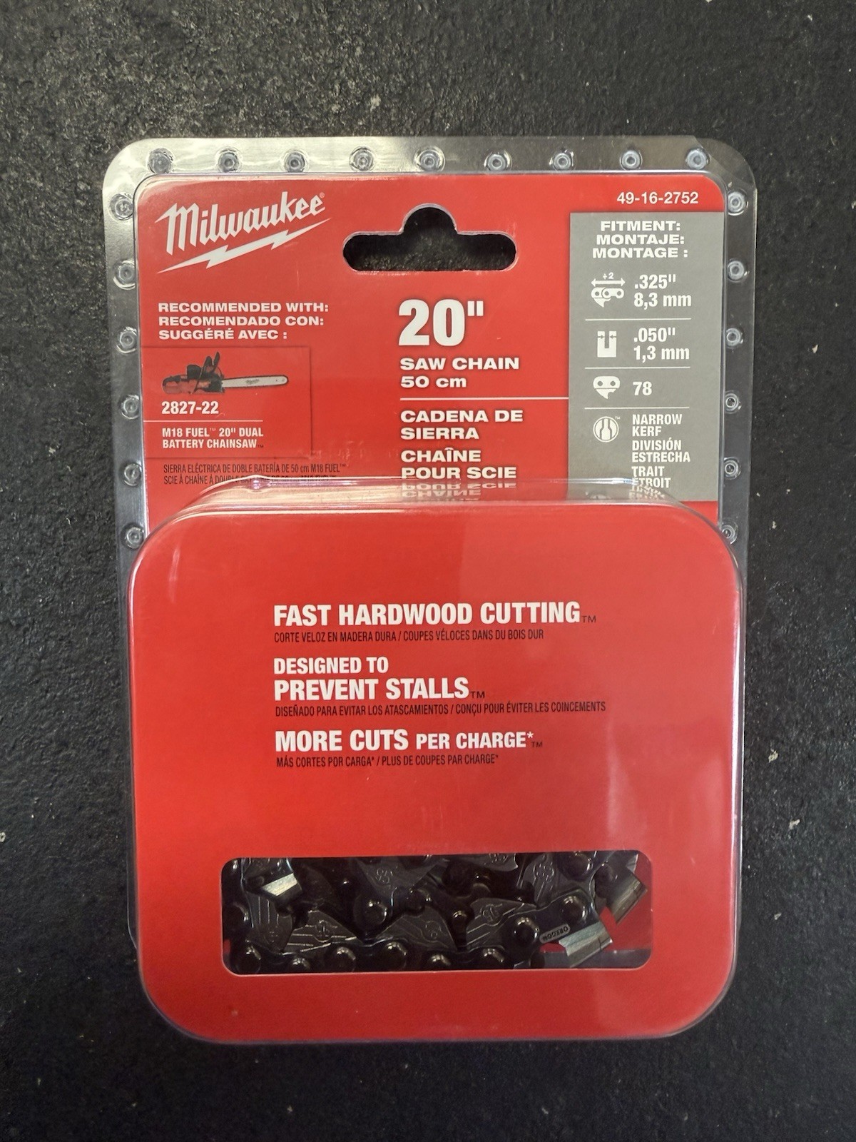 20" Milwaukee Chainsaw Chain. 49-16-2752 NEW+FREE SHIPPING.