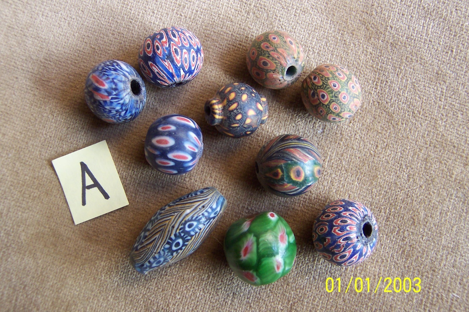 10 antique beads from Java/ Indonesia-Jatim- mosaic glass-group( A)