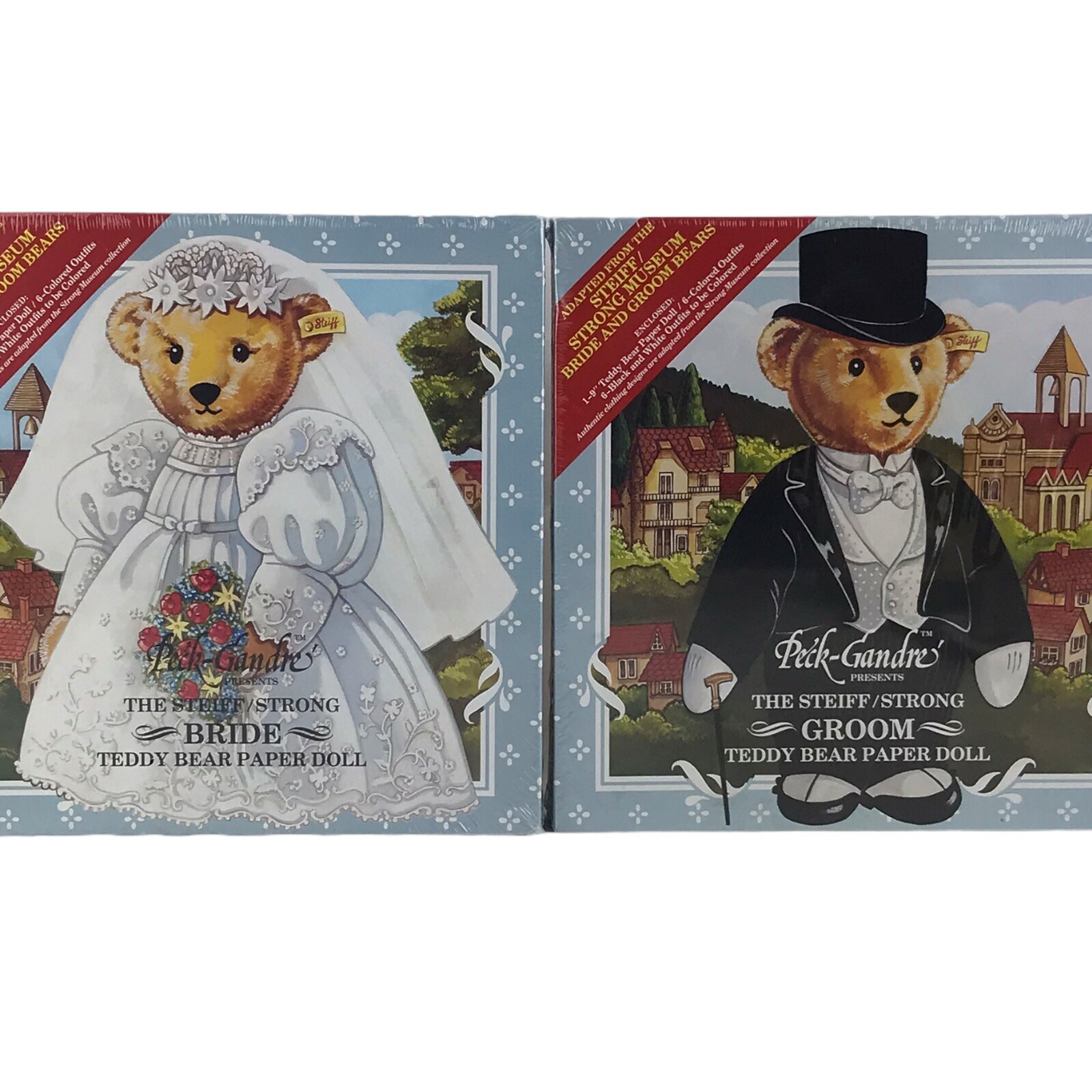 1985 The Steiff Strong Museum Wedding Bride & Groom Teddy Bear Paper Dolls New