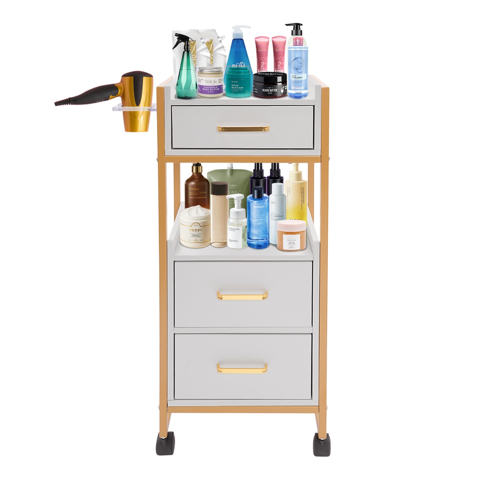 Salon Trolley Cart with Wheels Stylist Cart Mobile Hairdressing Barber Station