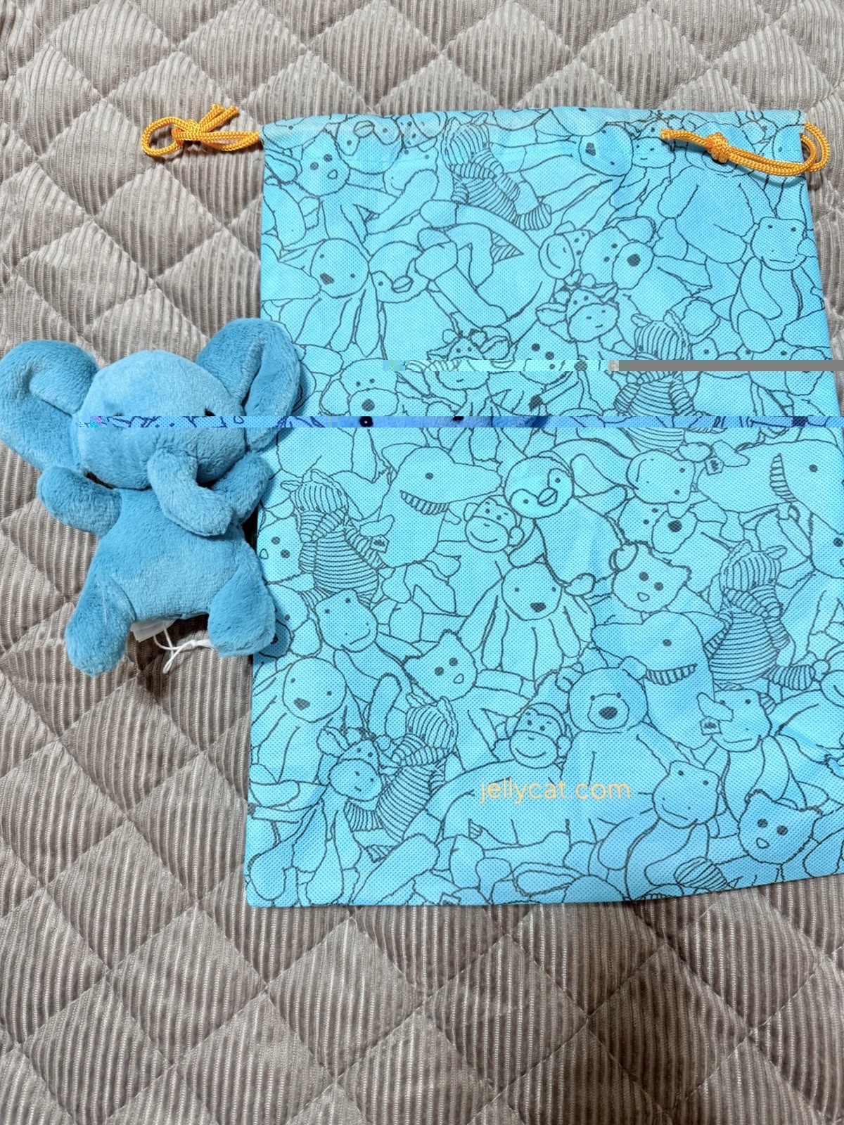 Jellycat Mini Blue Elephant Plush with Drawstring Bag JCINC6065SH