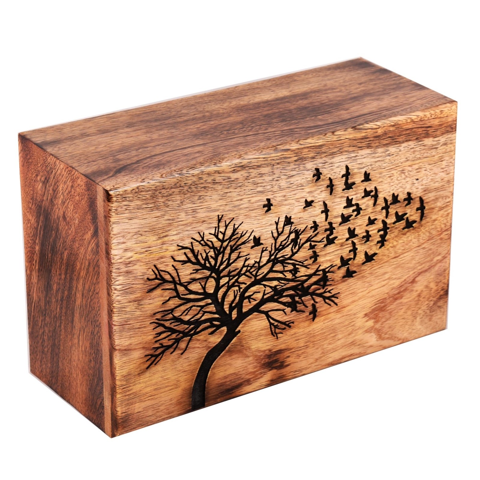 Wooden Cremation Urn for Human Ashes Adult – Handcrafted Solid Wood Memorial ...