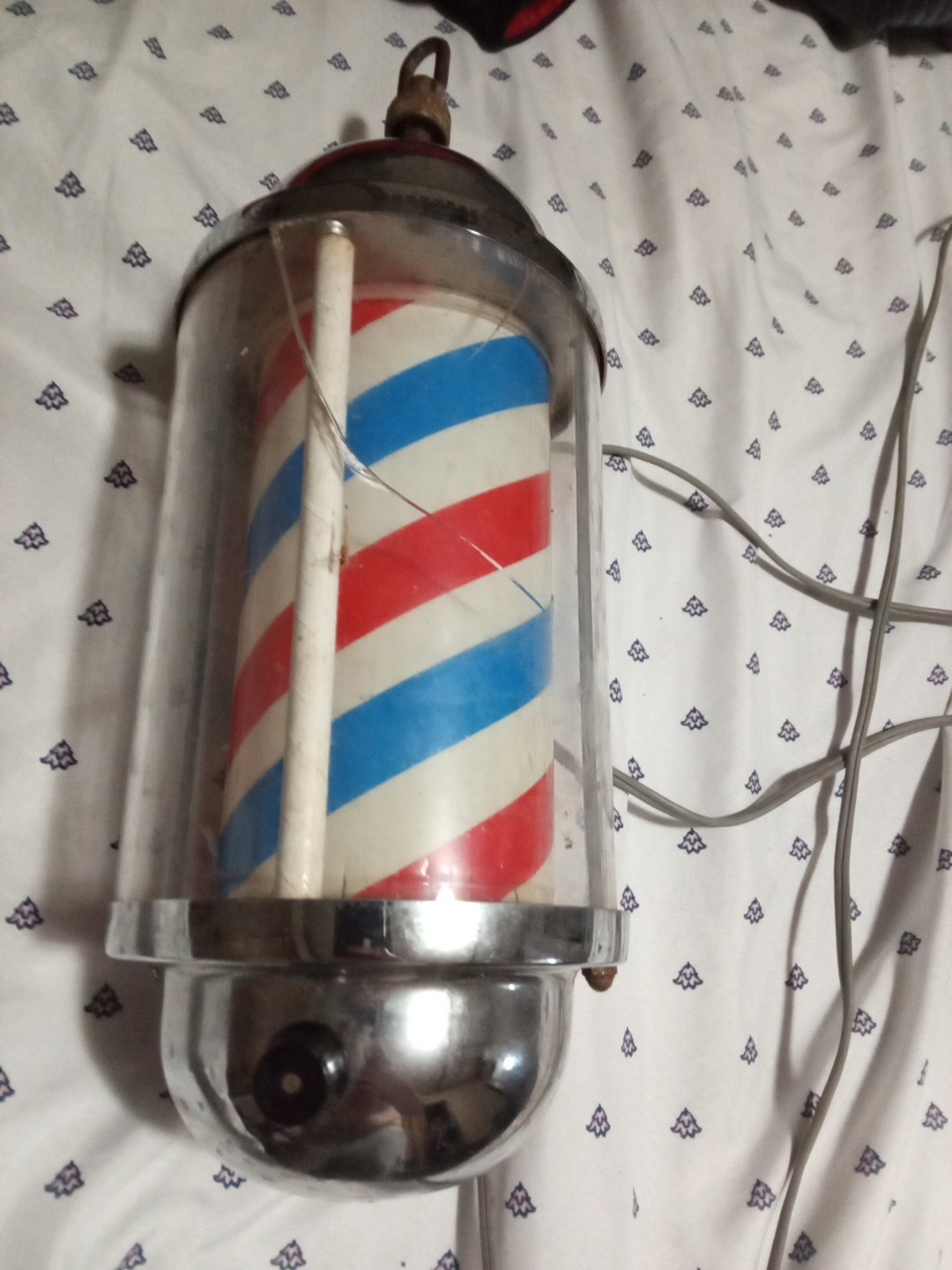 Barber Supply Mini Rotating Light-Up Pole, Vintage, 11''