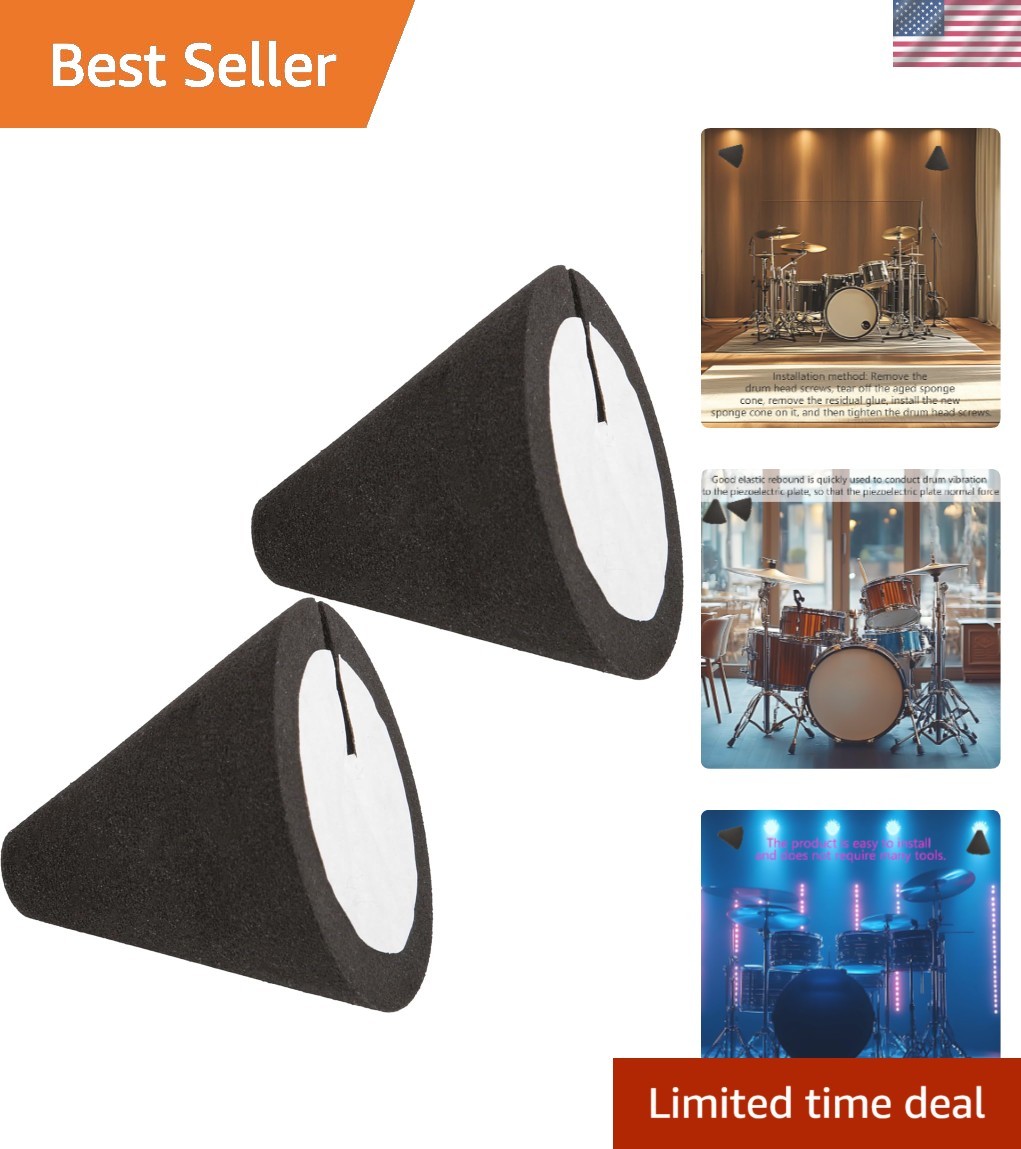 Electronic Drum Piezo Trigger Cone Parts 1.38 x 1.46 Inch Black Pack of 2