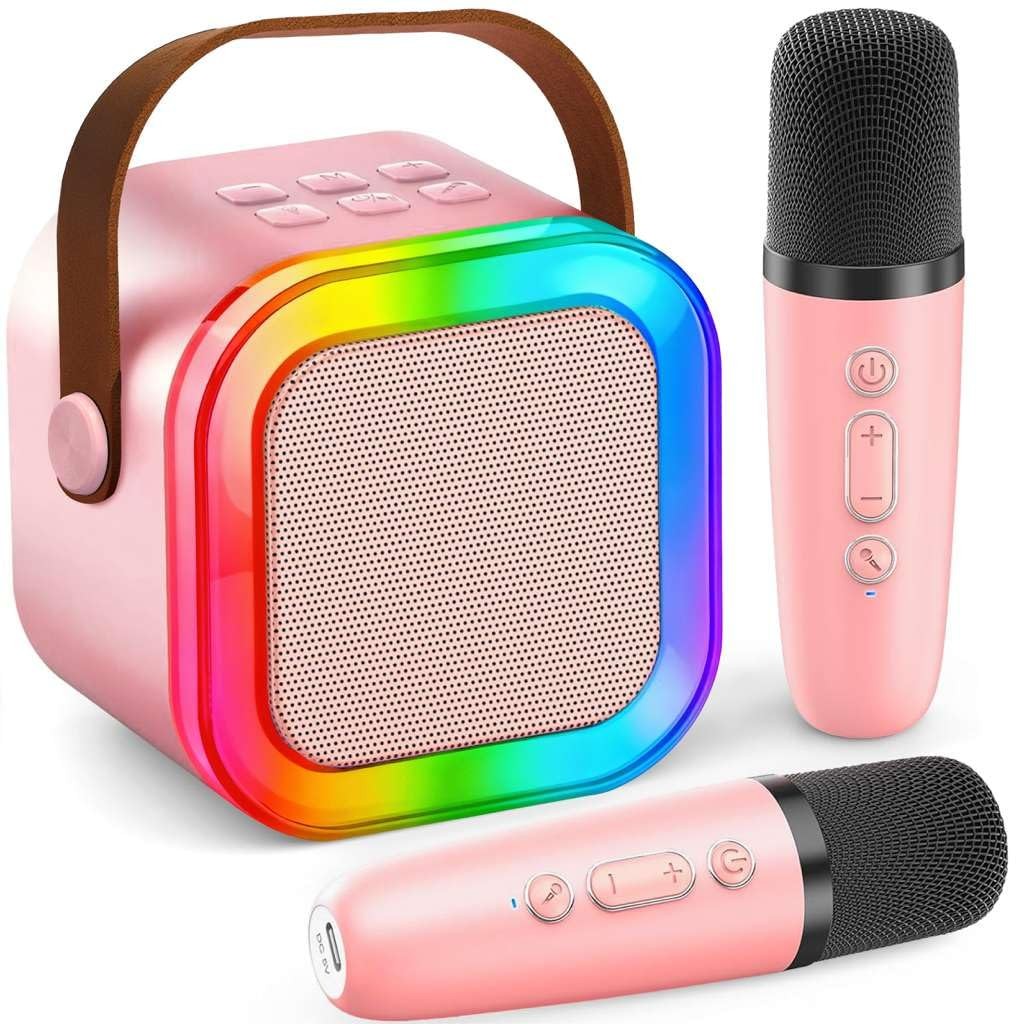 Karaoke Machine for Kids Adults, Portable Mini Bluetooth Speaker with 2 Wirel...