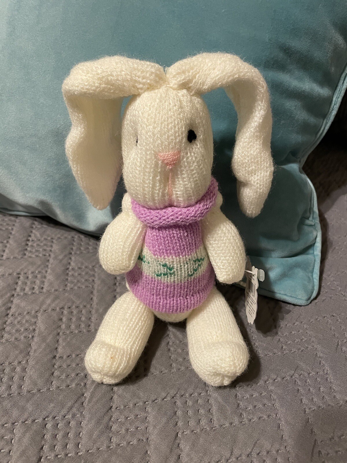 Jointed Baby Rabbit Knit Plush Bunny in Pastel Sweater Sweater Fully Knit