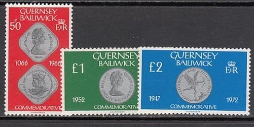 Guernsey - Mail 1980 Yvert 196/8 ** MNH Coins