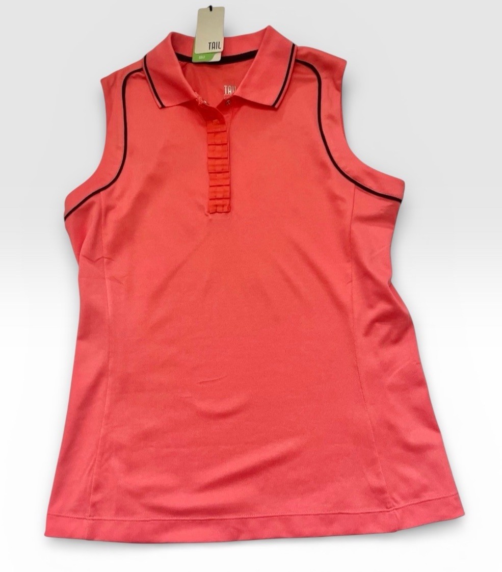 NWT TAIL Sleeveless Active Shirt S  Ruffle Trim Collar Pickleball Tennis New