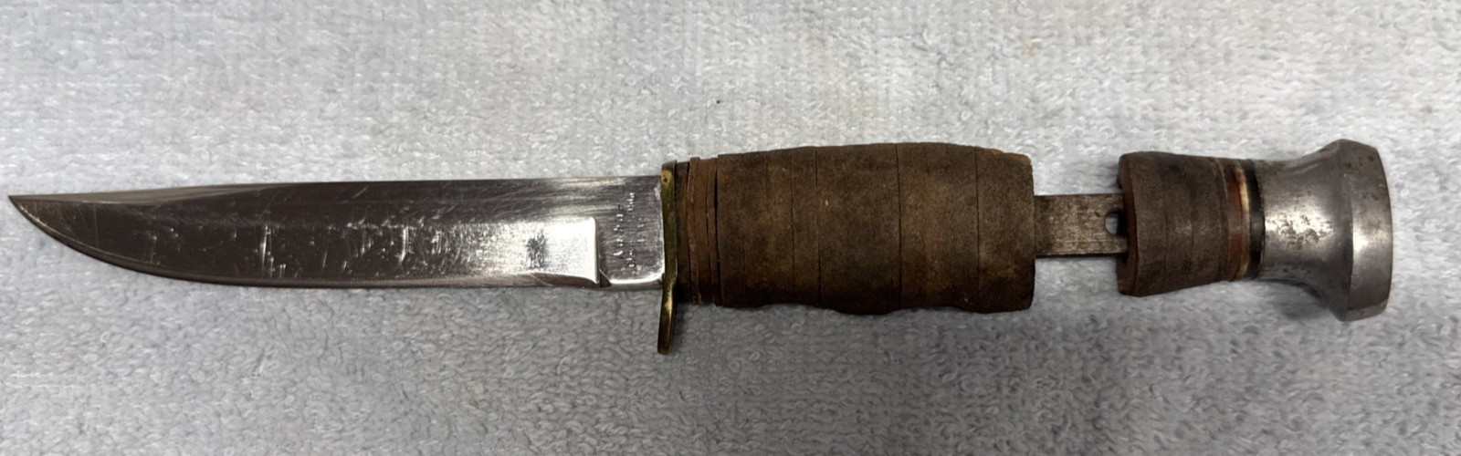 Vintage KA-BAR 1232 Japan Stainless Hunting Knife BROKEN HANDLE with Sheath