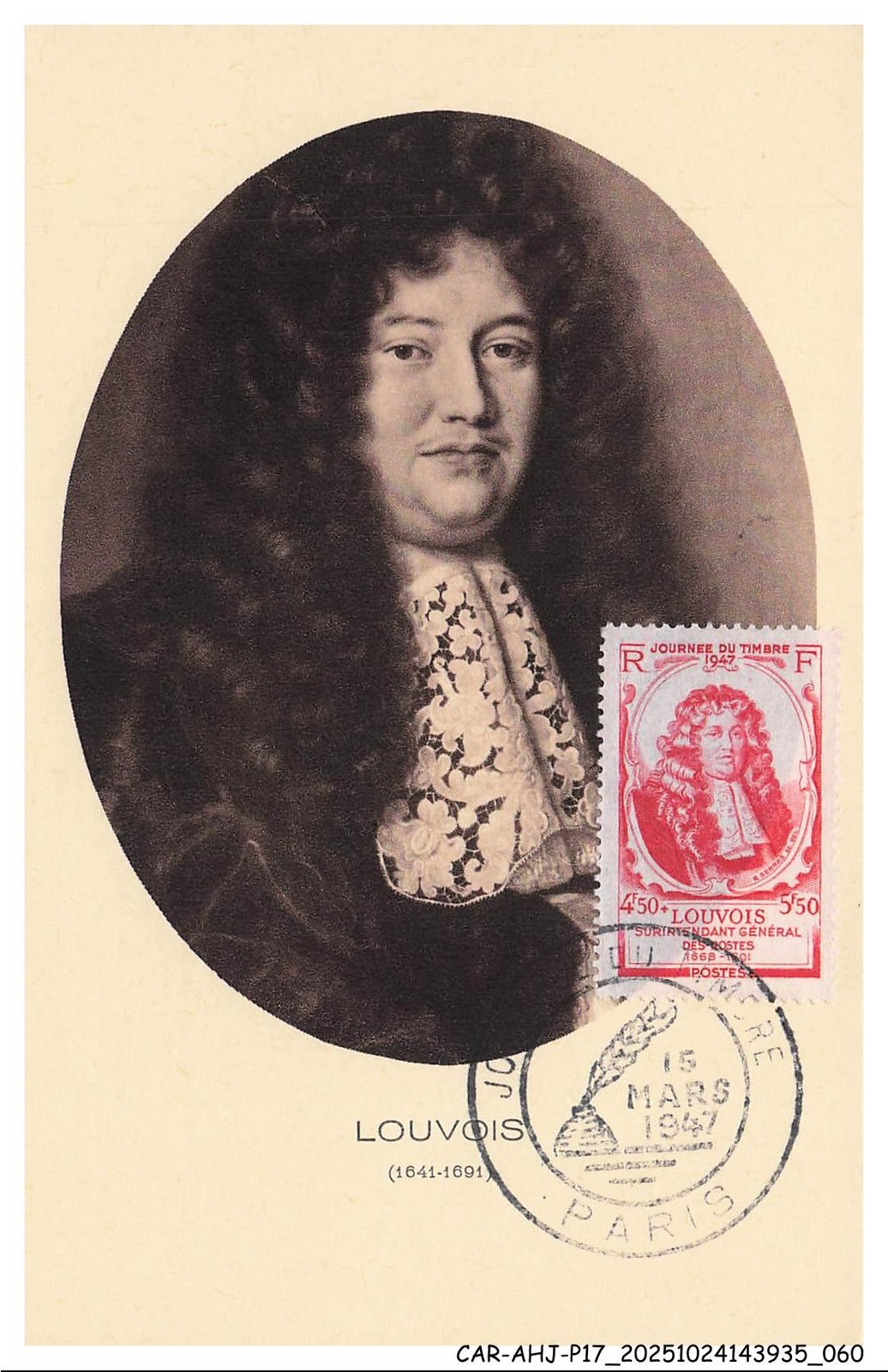 CAR-AHJP17-0807-MAXIMUN Card - Louvois - 1947