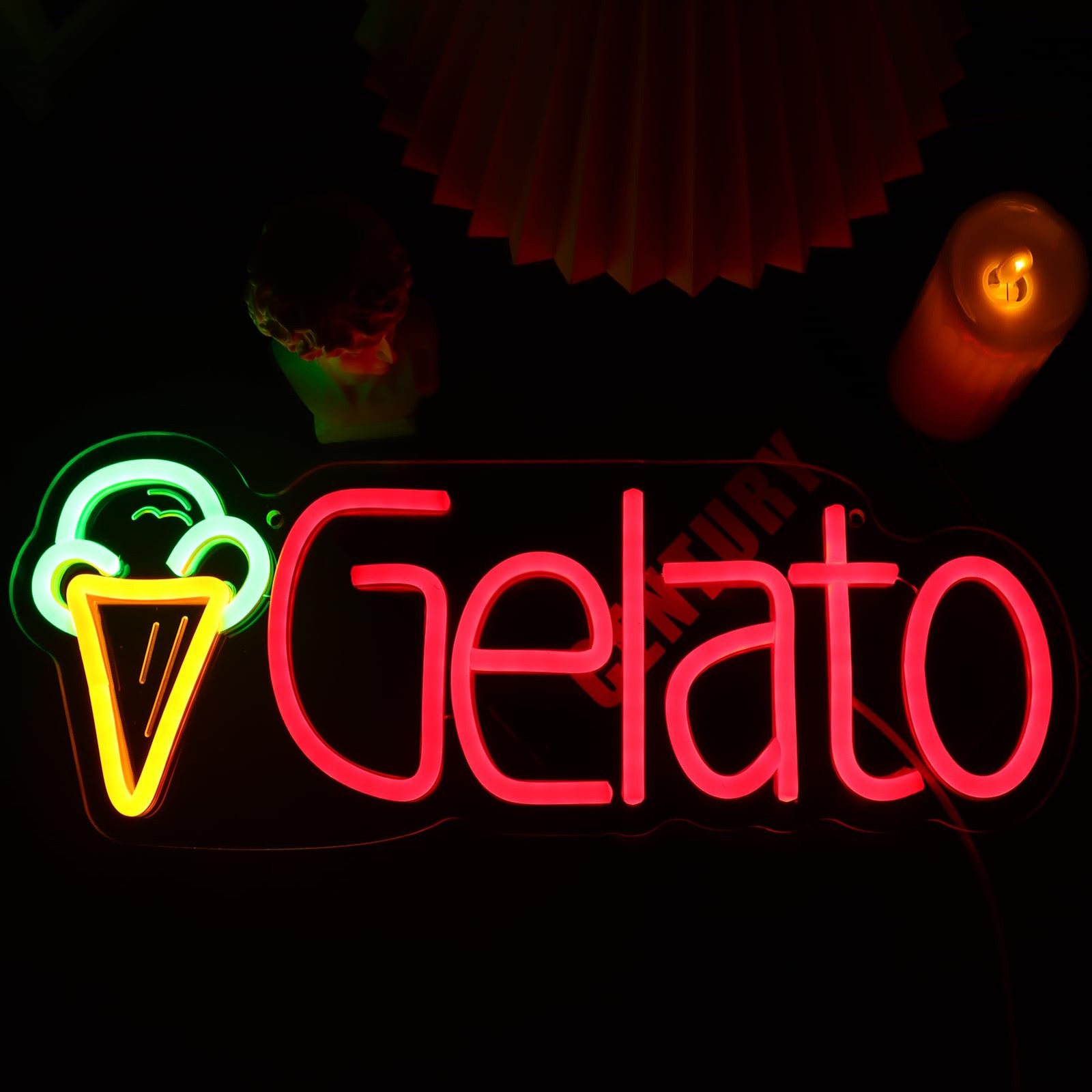 KODGGHK Gelato Neon Sign for Wall Decor, Italian Ice Cream Neon Light with Di...