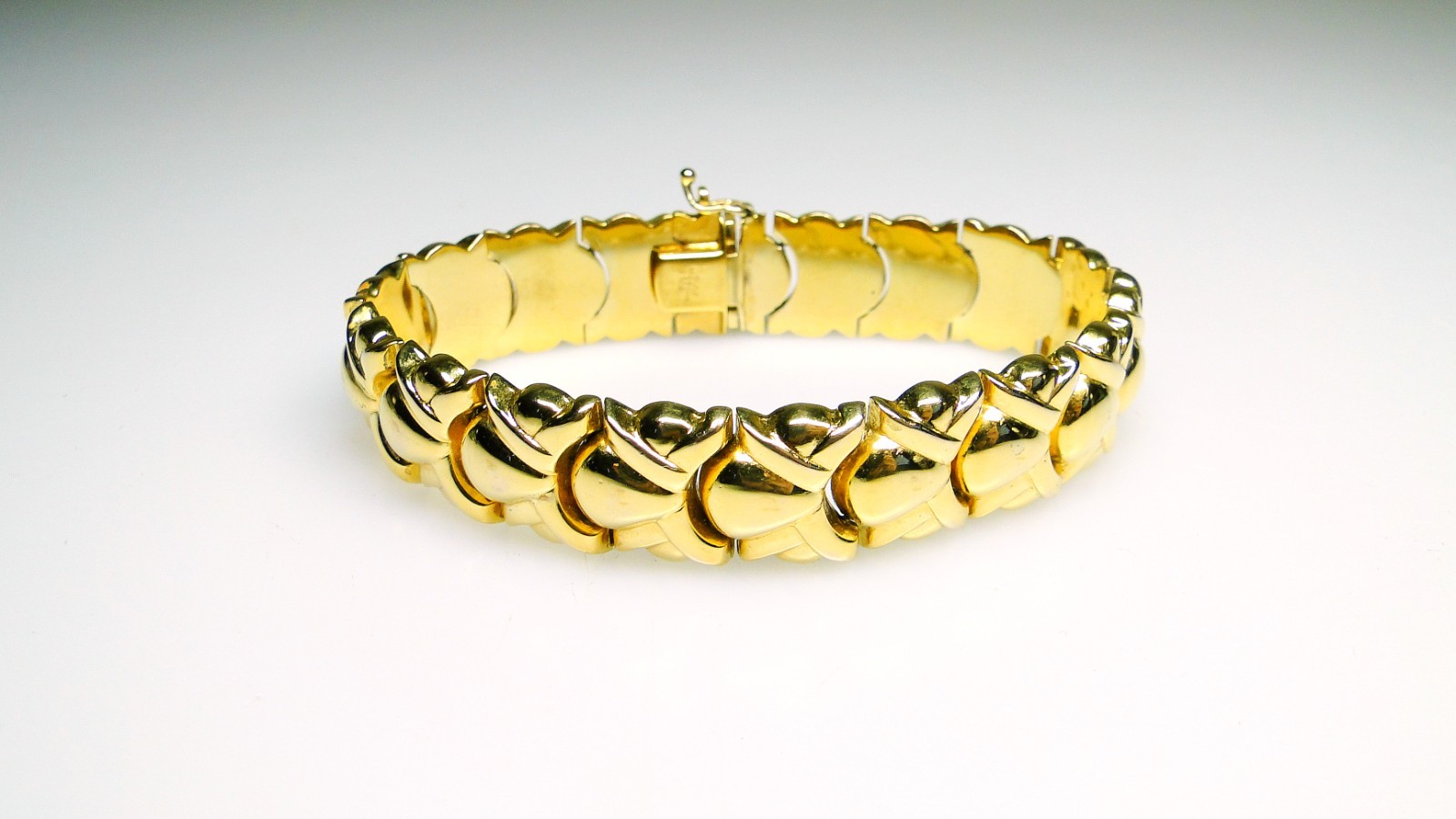 Sterling Vermeil 925 Italy Wide Bracelet w Modernist Links