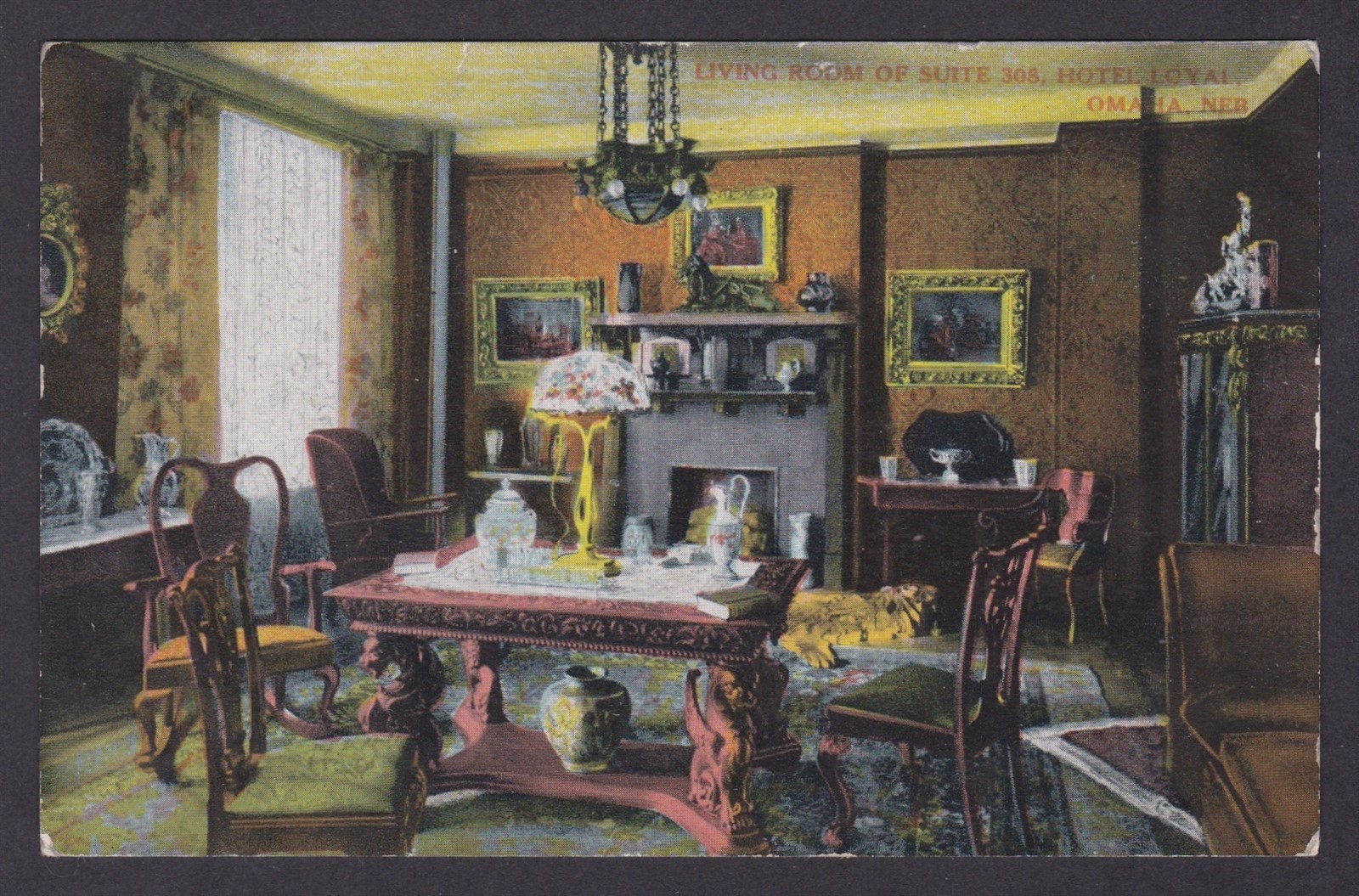 Postcard, United States, Omaha NE, Living Room Of Suite 308, Hotel Loyal