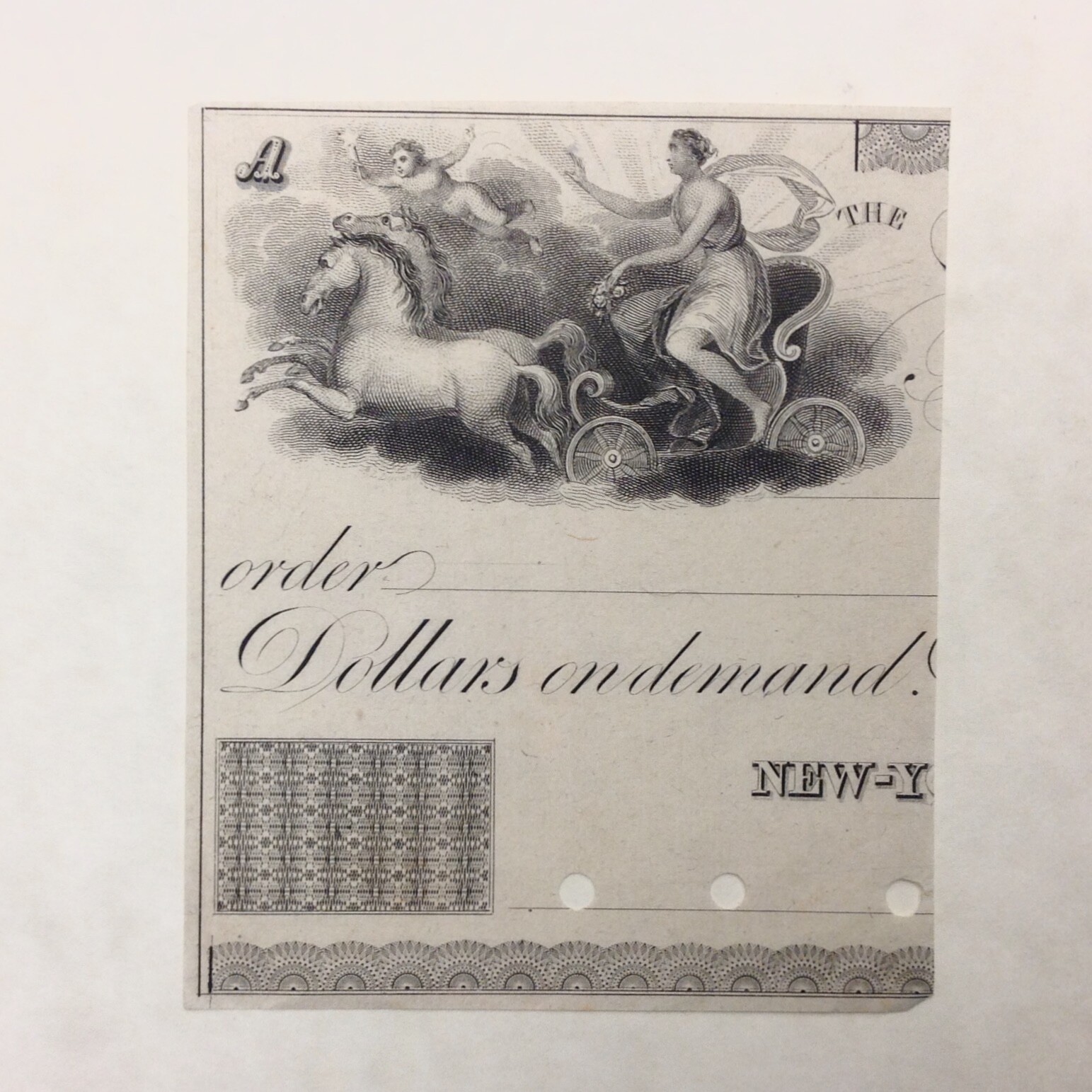 ~1800’s  Proof Vignette New York 19th Century US Obsolete Currency