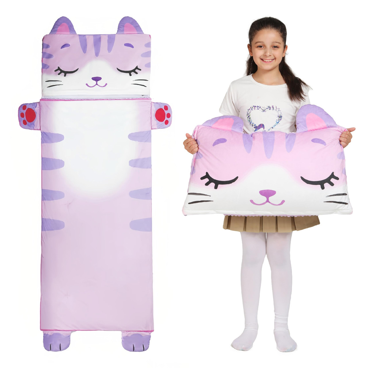 Wbesty Toddler Nap Mat Quilt Pillow Kids Sleeping Bag Foldable 62"x28"