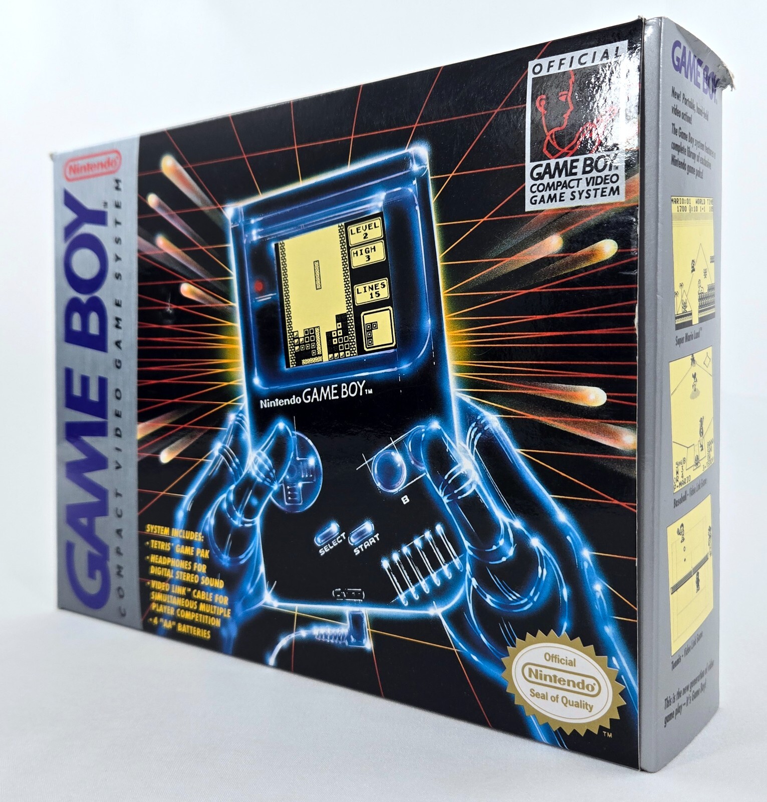 GAME BOY DMG-01 CONSOLE COMPLETE CIB w/ TETRIS + IPS LCD Backlit Screen Nintendo