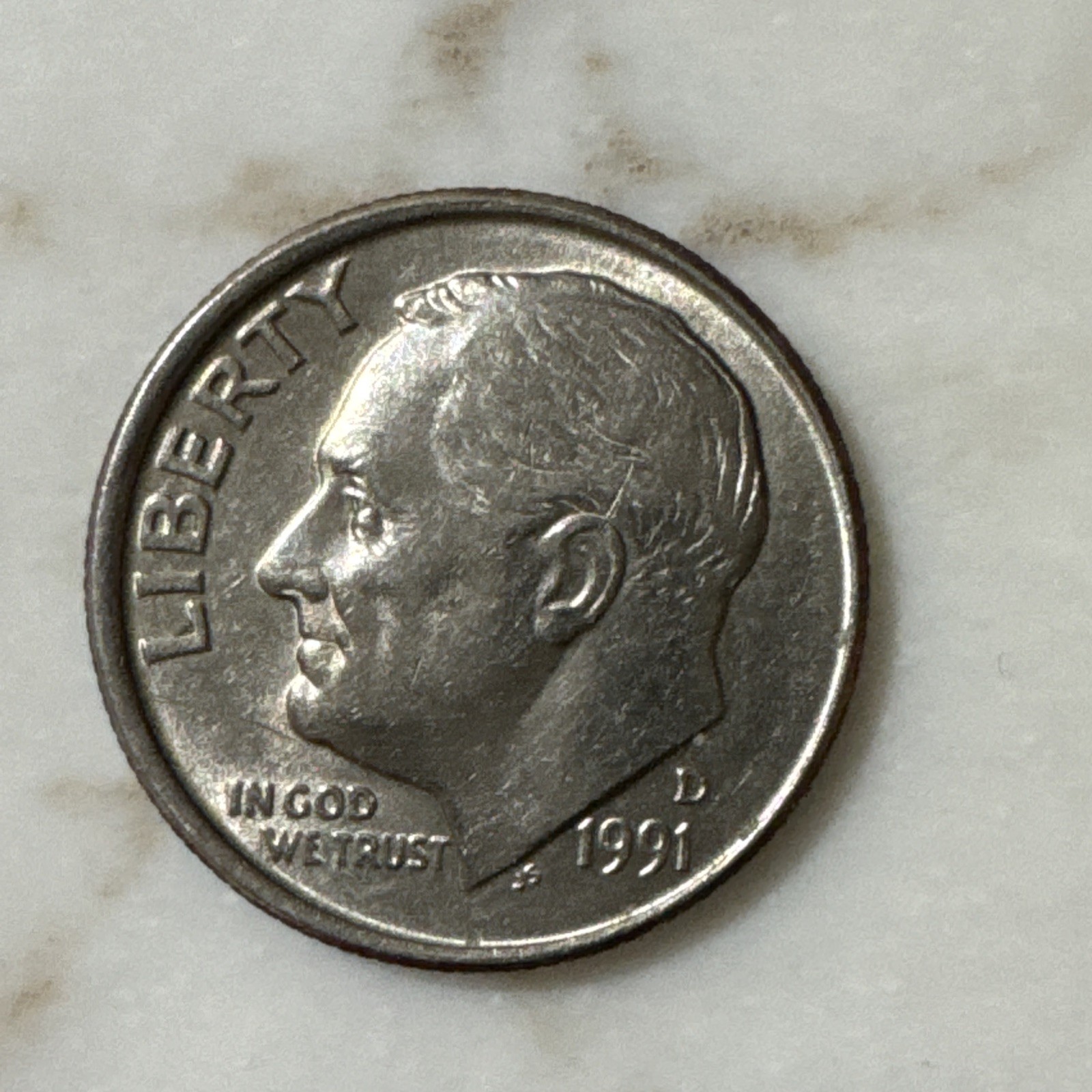 1991 D Roosevelt Dime Rare Thick Rim & Extreme Die Clash Coin Errors