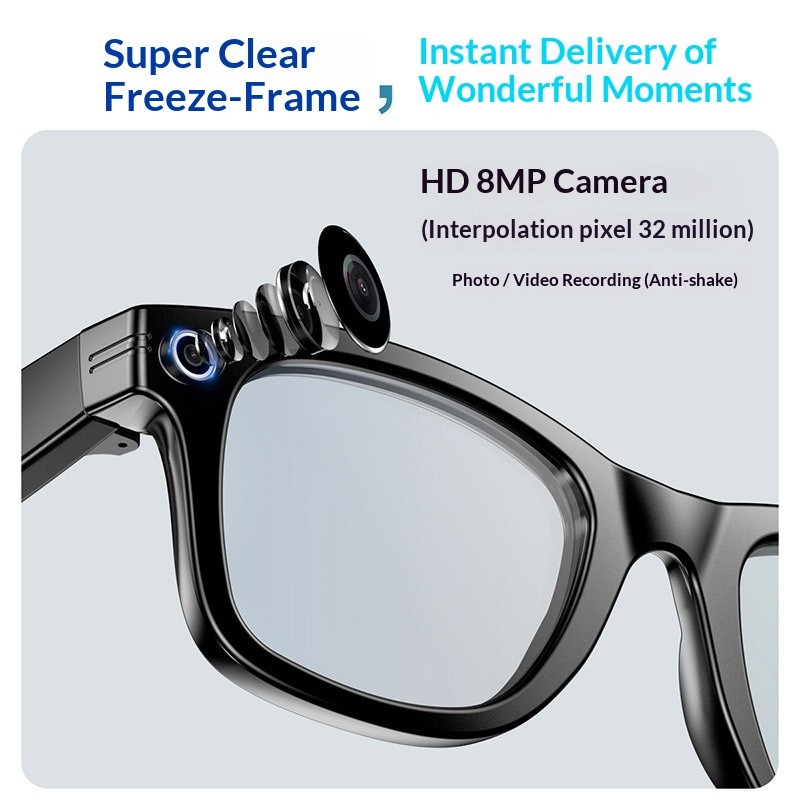Wearable Smart Glasses with 8MP Camera HD Recording Voice Assistant AI Glasses