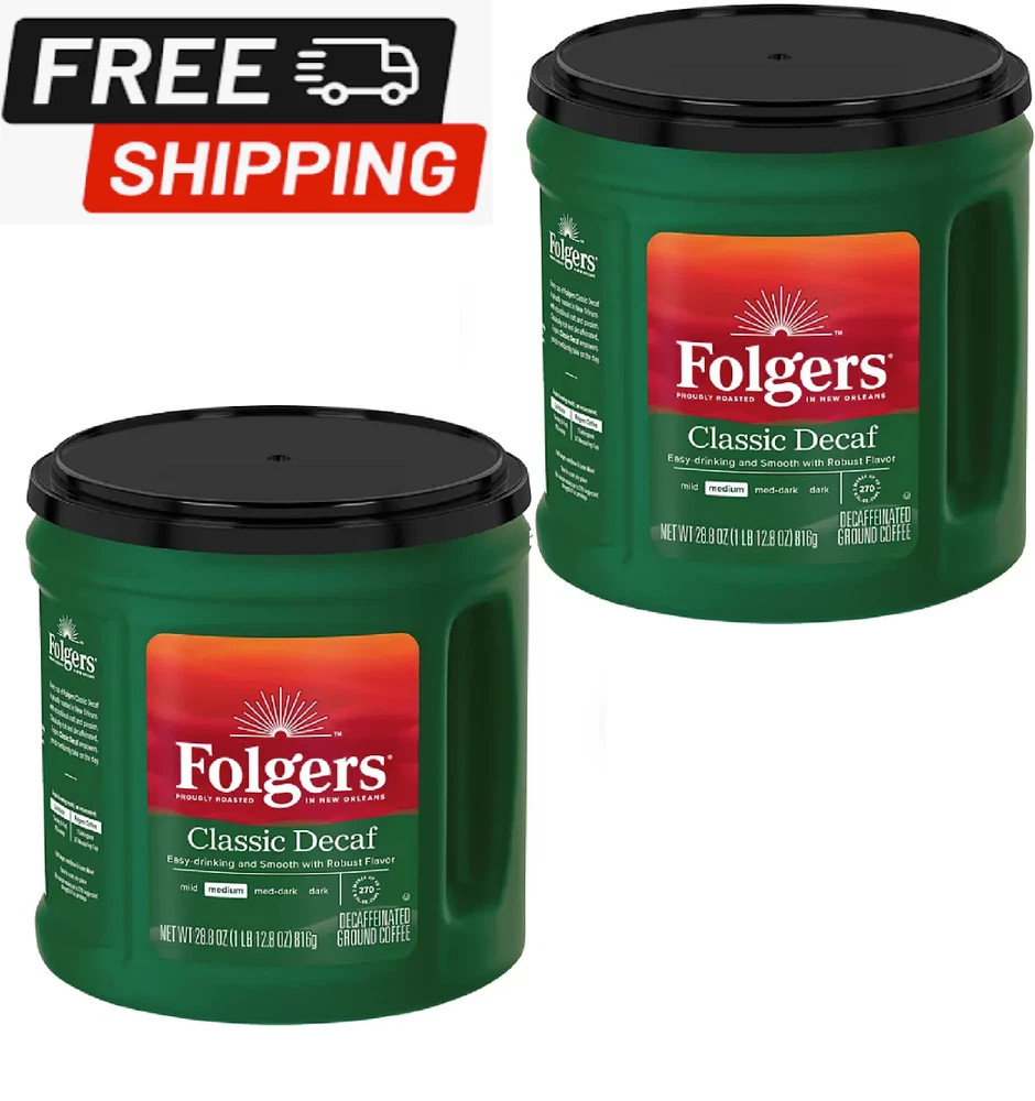 2-PACK Folgers Decaffeinated Classic Roast Coffee 28.8 oz.