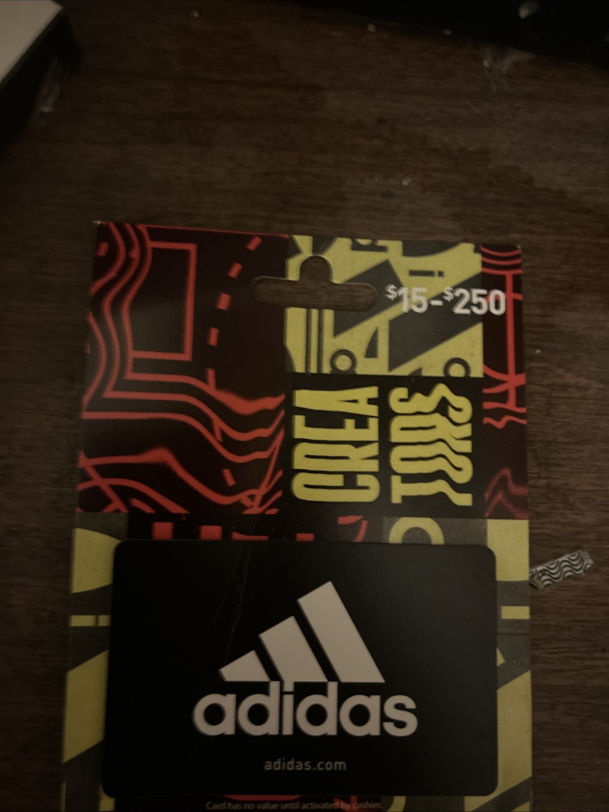 ADIDAS Classic Logo, White on Black Background $50 Gift Card