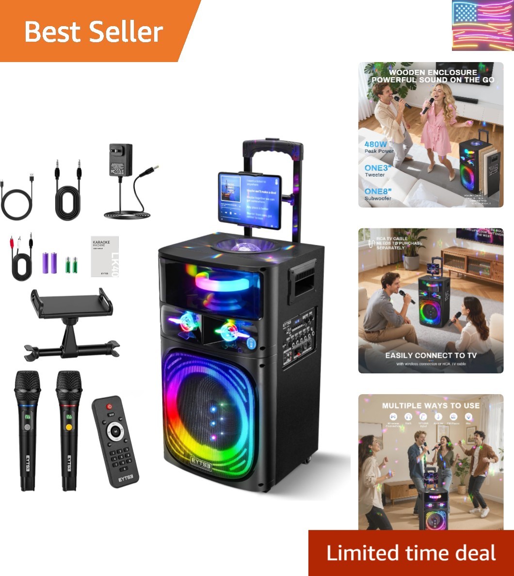 Karaoke Machine for Adults with 2 Wireless Microphones, Professional Portable...