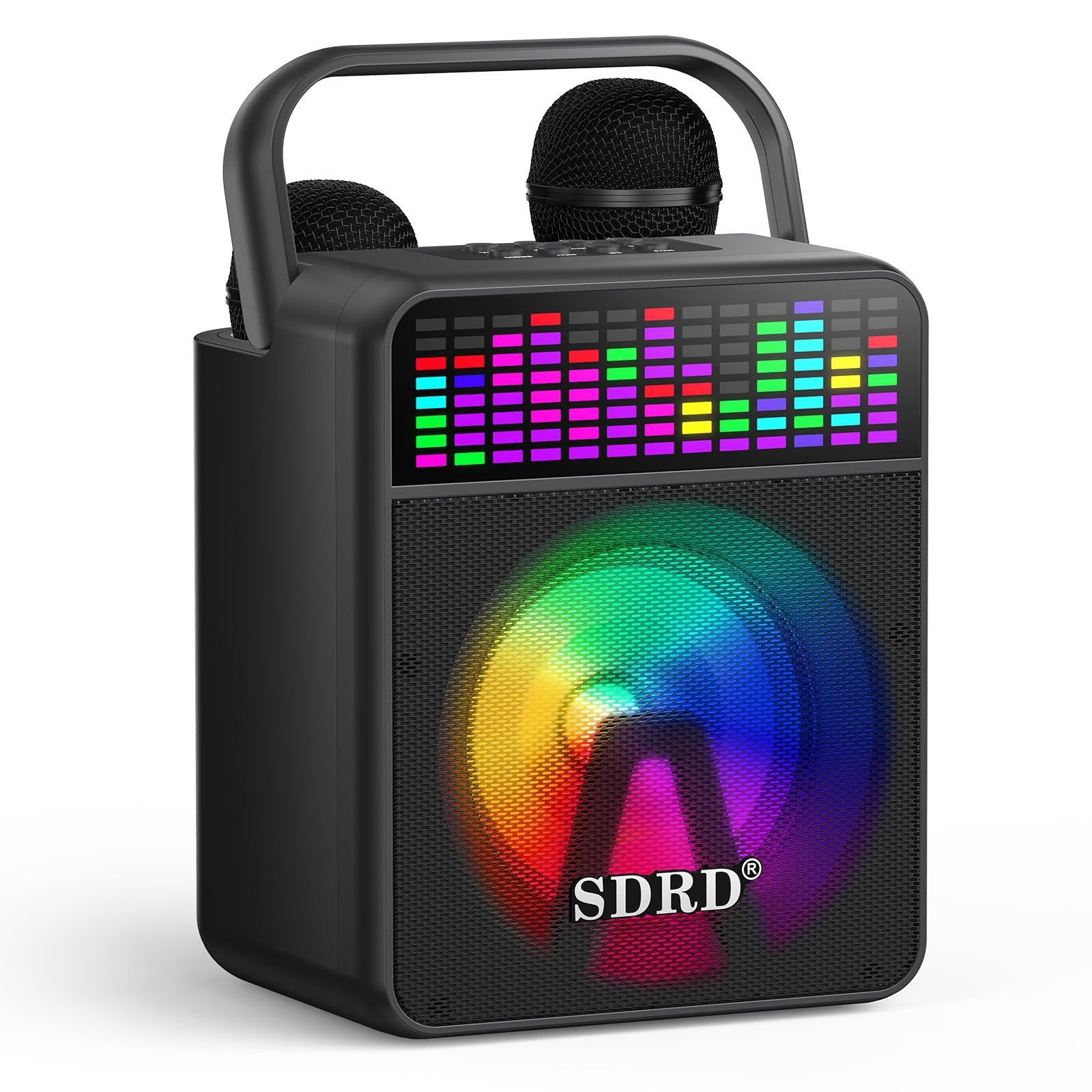 Karaoke Machine with 2 Wireless Mics, SD-512 15W Powerful Loud Sound, Bluetoo...