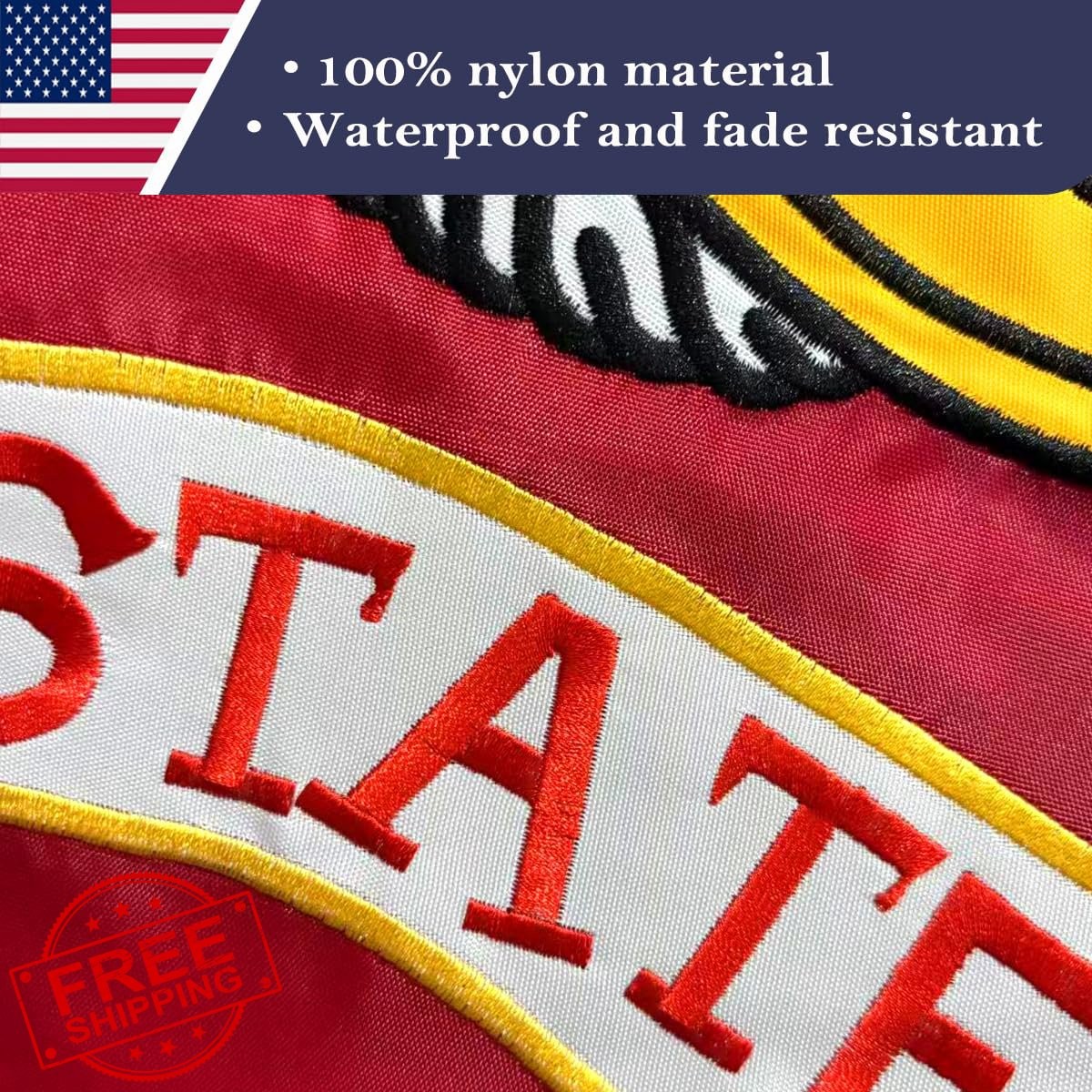 US Marine Corps Flag 3x5, Double Sided Embroidered, Heavy Duty Nylon, Made USA