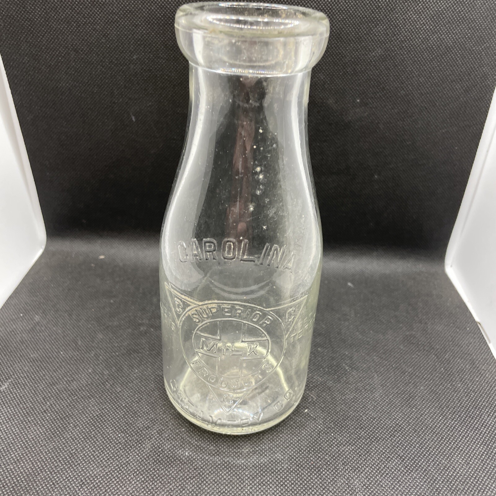Vintage Clear Embossed Old Carolina Creamery Company Milk Bottle Pint