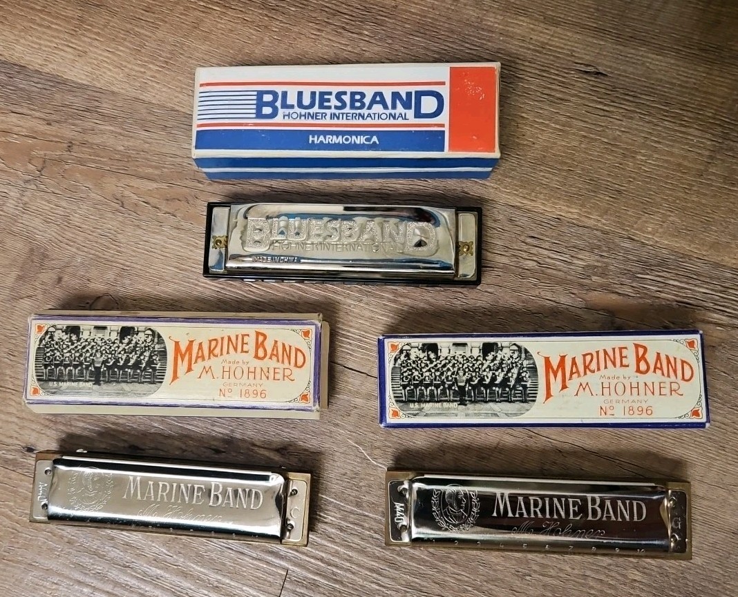 Lot of 3 Beautiful Vintage M. HONER Harmonica! 2 Marine Band 1896 & 1 Bluesband