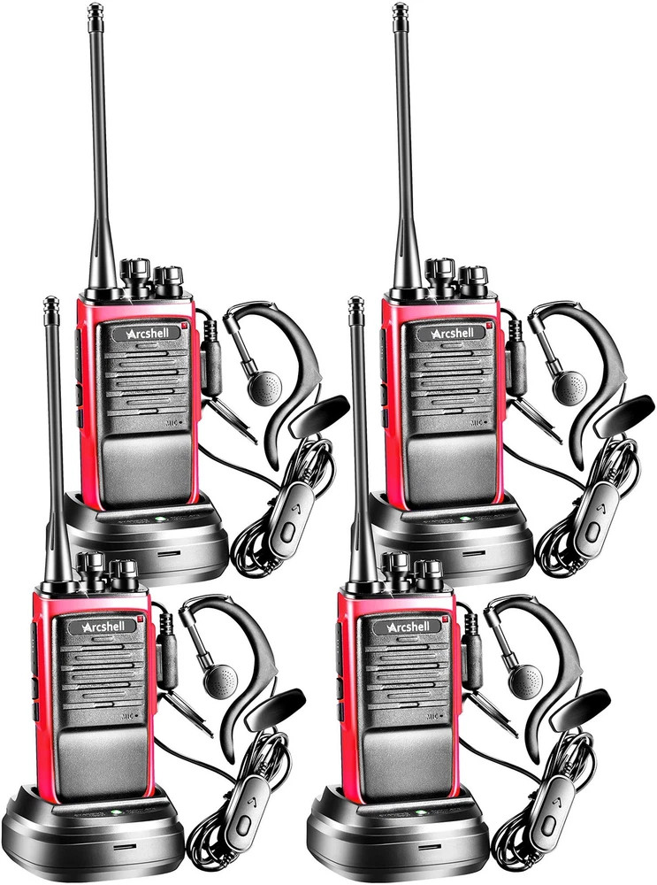 Arcshell Rechargeable Long Range Two-Way Radios with Earpiece 4 Pack Walkie