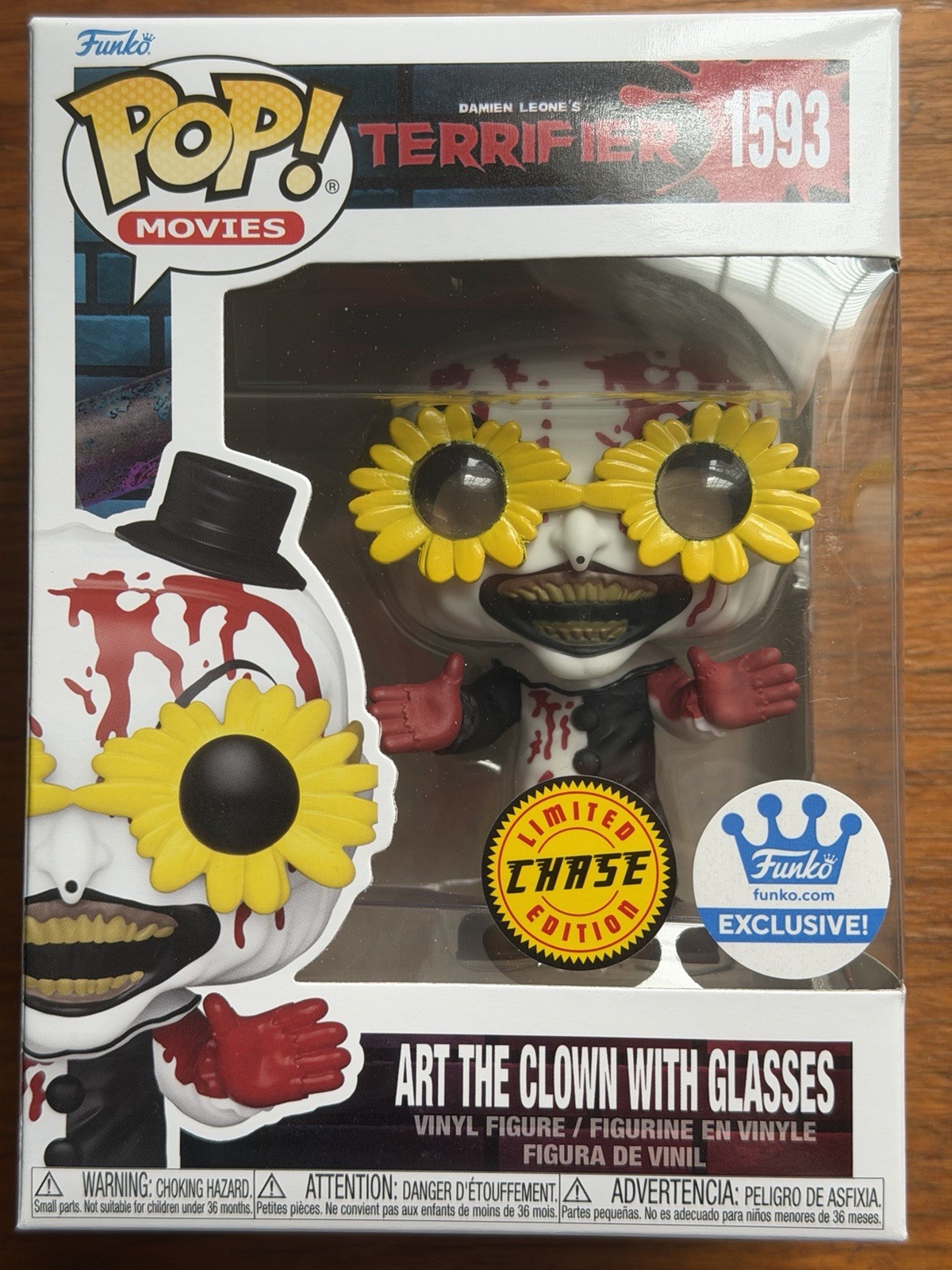 NEW! CHASE! Funko Pop! Bloody Terrifier Art the Clown With Glasses #1593