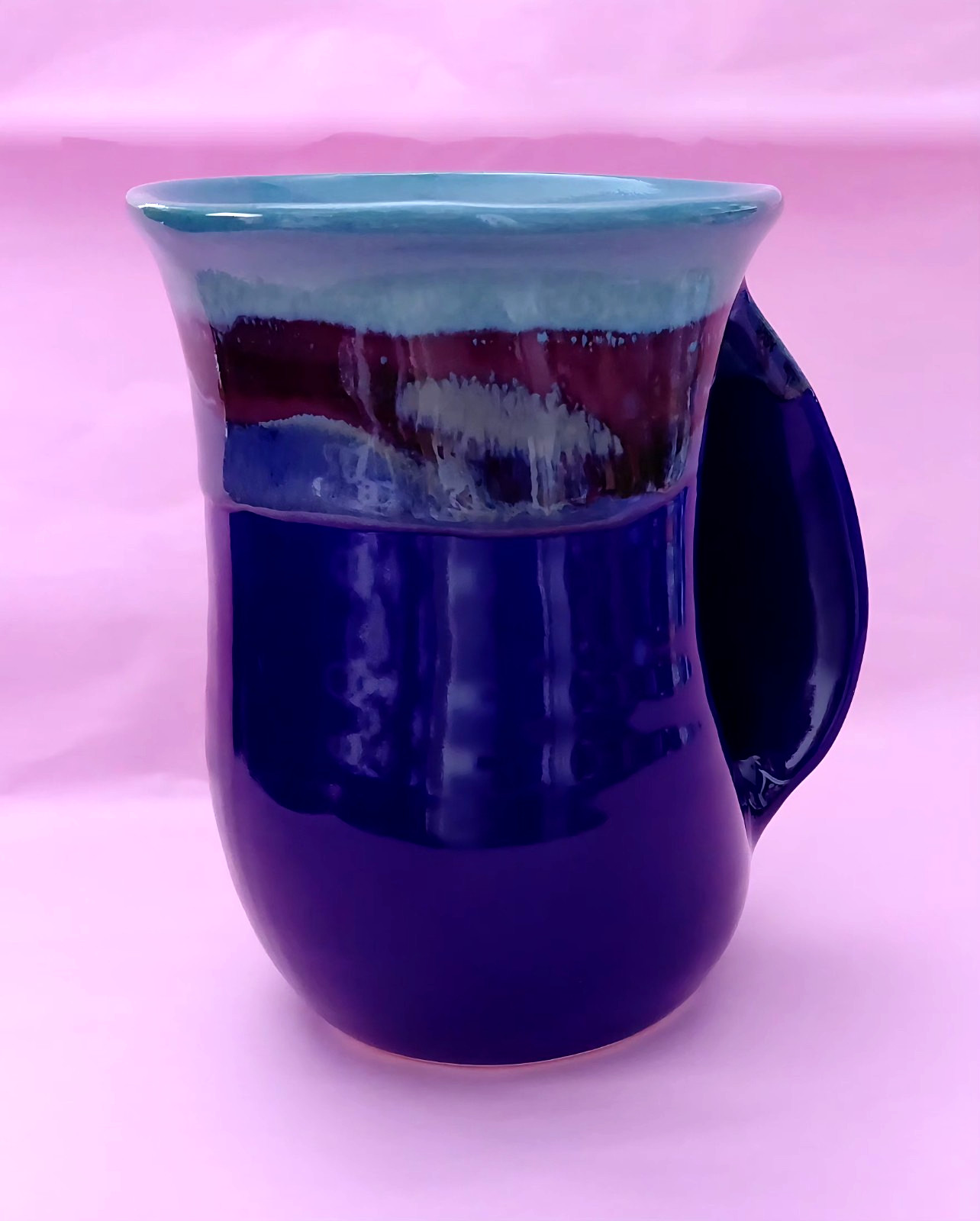 Neher Pottery Ceramic Hand Warming Mug in Mystic Waters Colors 2013 (G)